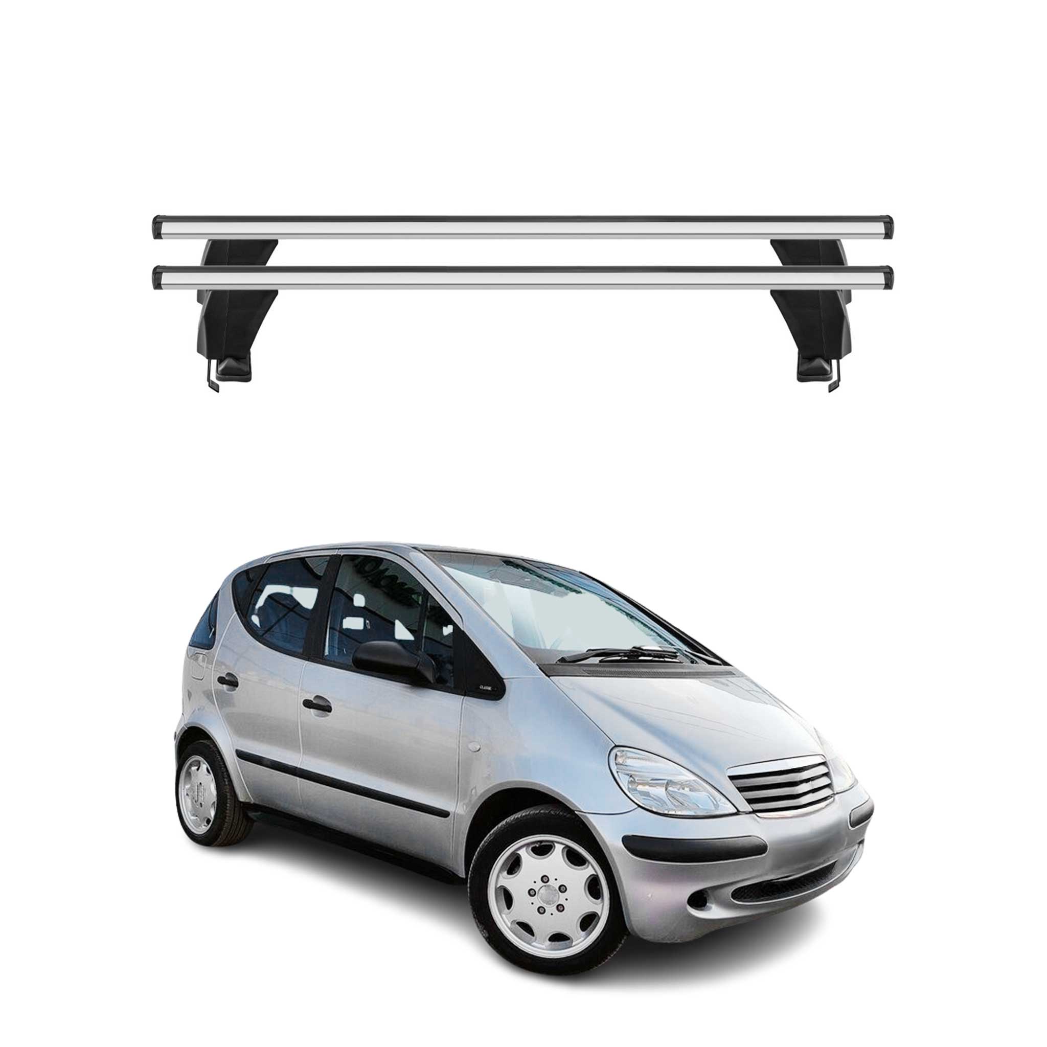 Omac Dachträger Querträger Alu Für Mercedes A Klasse W168 1997-2004 – Abschließbar – T-nut – City-crash-getestet – Max. 50 Kg Silber