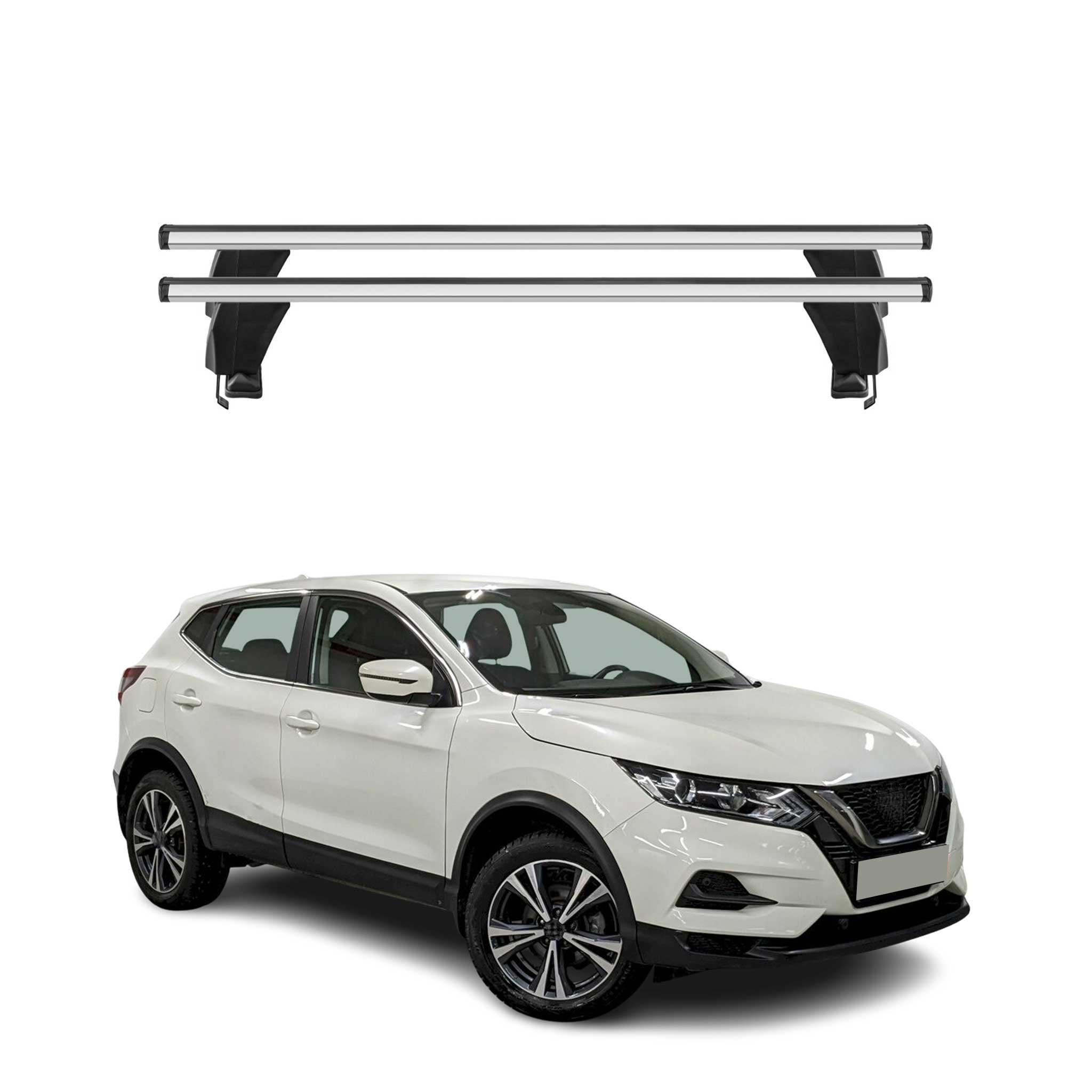 Omac Dachträger Querträger Alu Für Nissan Qashqai J11 2017-2021 Fl – Abschließbar – T-nut – City-crash-getestet – Max. 50 Kg Silber