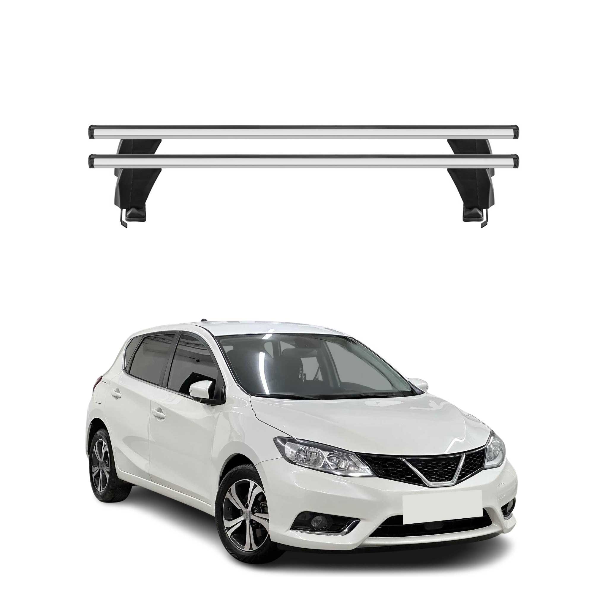 Omac Dachträger Querträger Alu Für Nissan Pulsar 2014-2018 – Abschließbar – T-nut – City-crash-getestet – Max. 50 Kg Silber