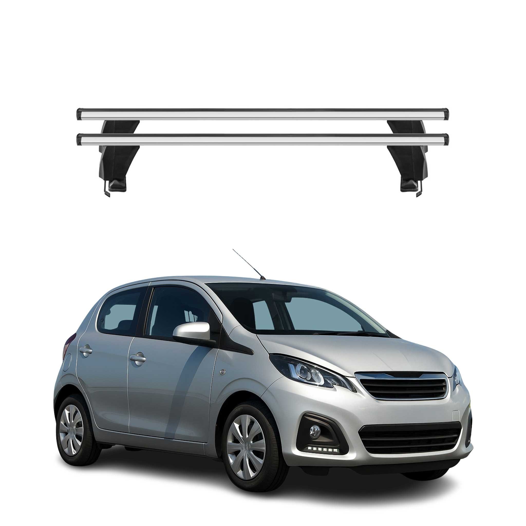 Omac Dachträger Querträger Alu Für Peugeot 108 2014-2022 – Abschließbar – T-nut – City-crash-getestet – Max. 50 Kg Silber