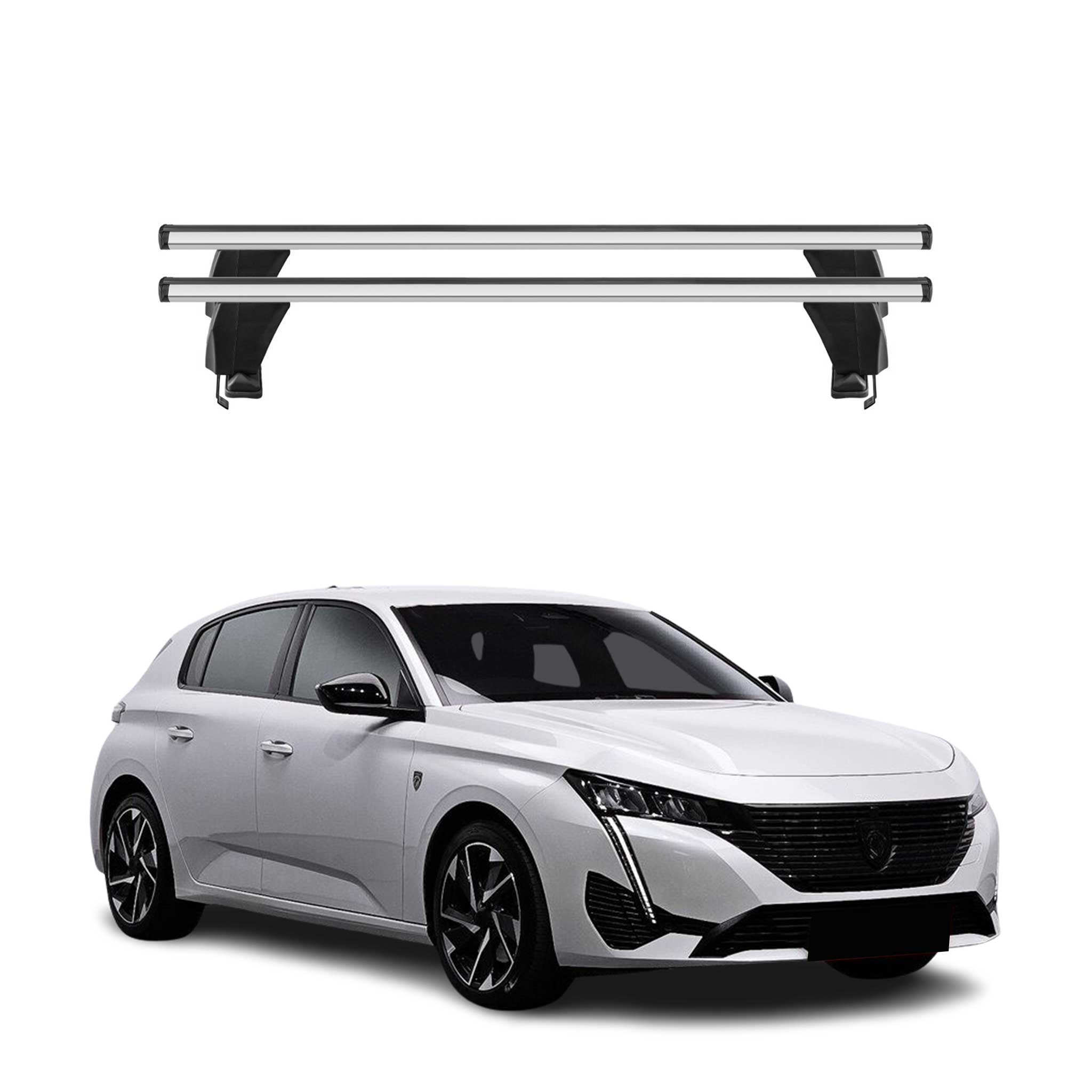 Omac Dachträger Querträger Alu Für Peugeot 308 Iii 2021-2026 – Abschließbar – T-nut – City-crash-getestet – Max. 50 Kg Silber