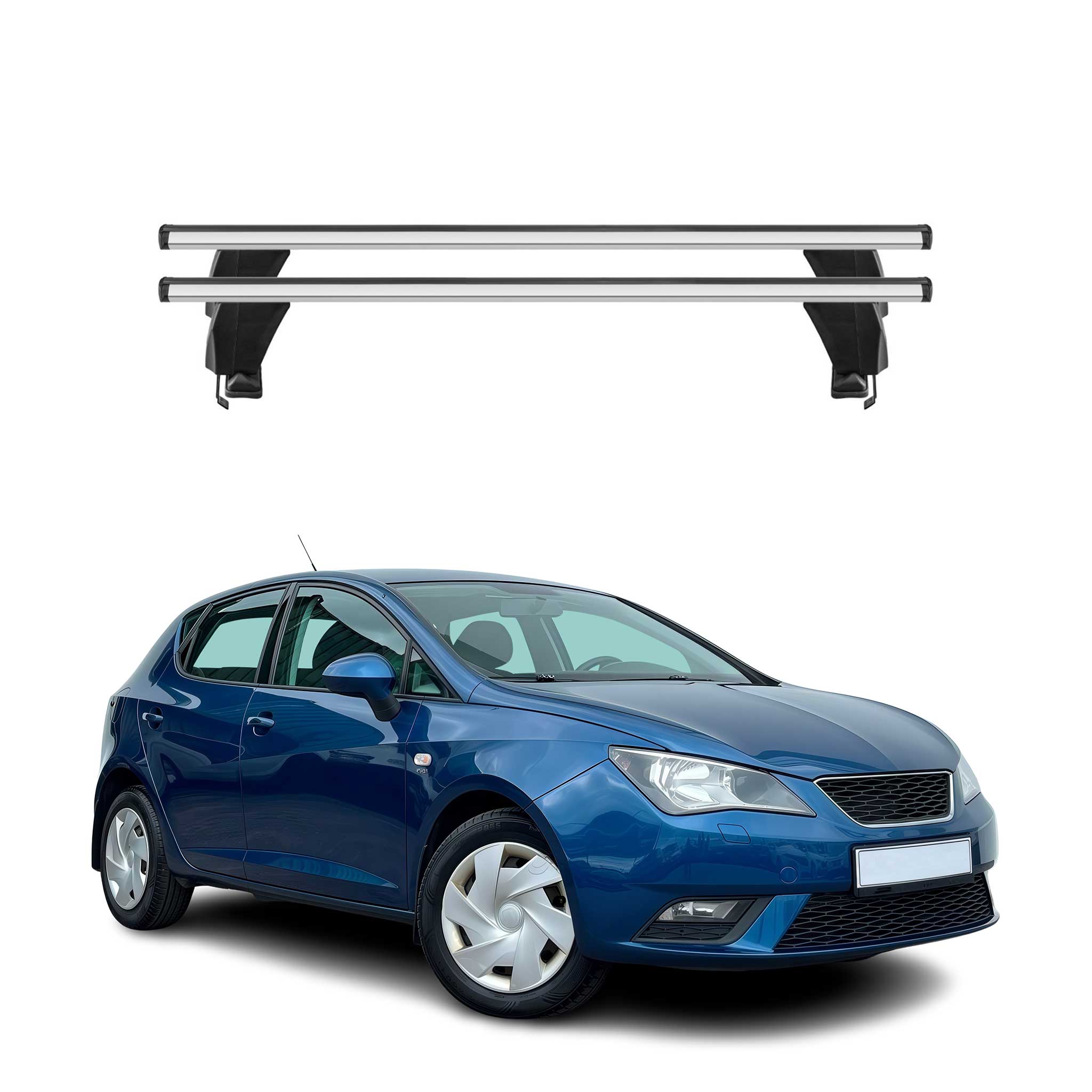 Omac Dachträger Querträger Alu Für Seat Ibiza Iv 2008-2017 – Abschließbar – T-nut – City-crash-getestet – Max. 50 Kg Silber