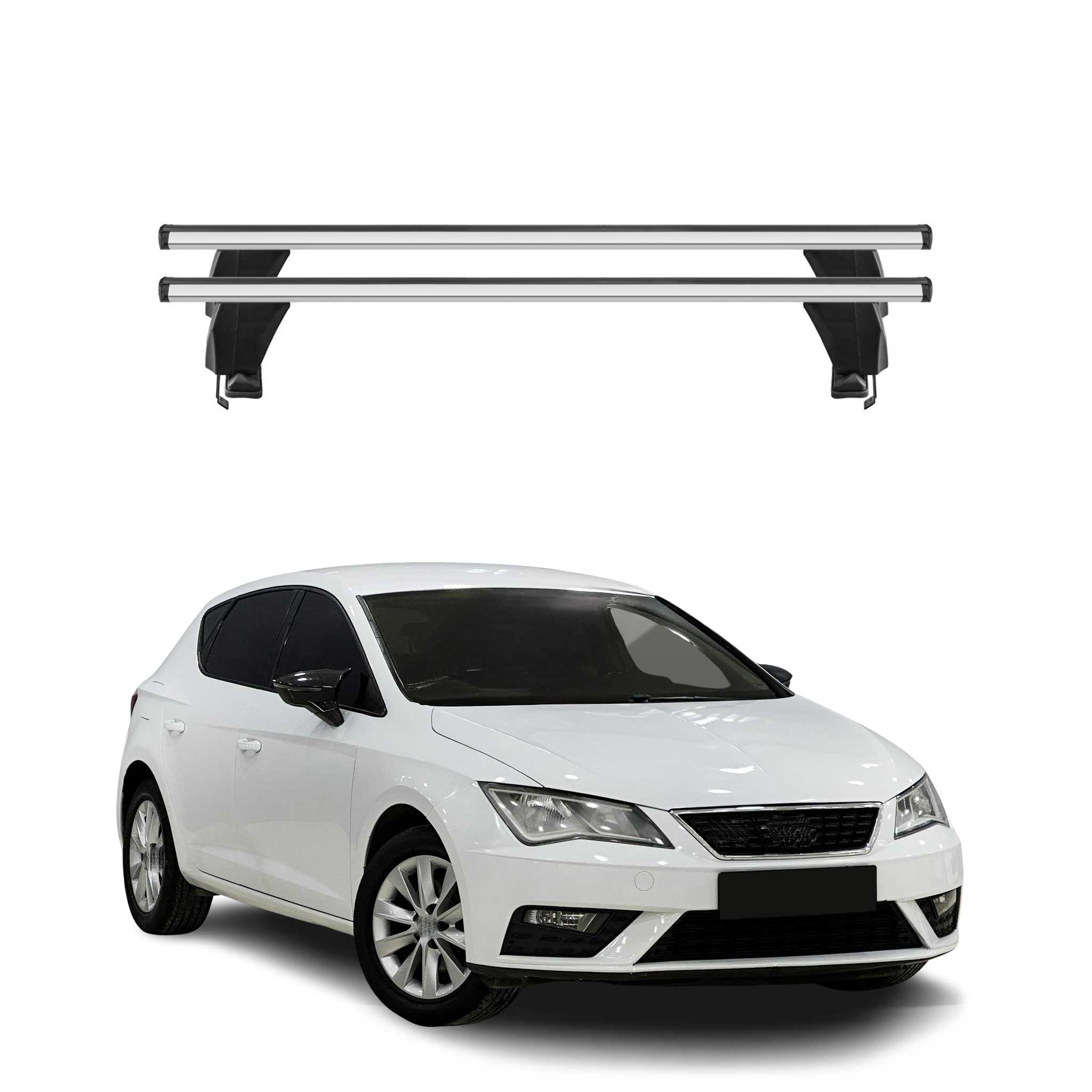 Omac Dachträger Querträger Alu Für Seat Leon Iii 2012-2020 – Abschließbar – T-nut – City-crash-getestet – Max. 50 Kg Silber