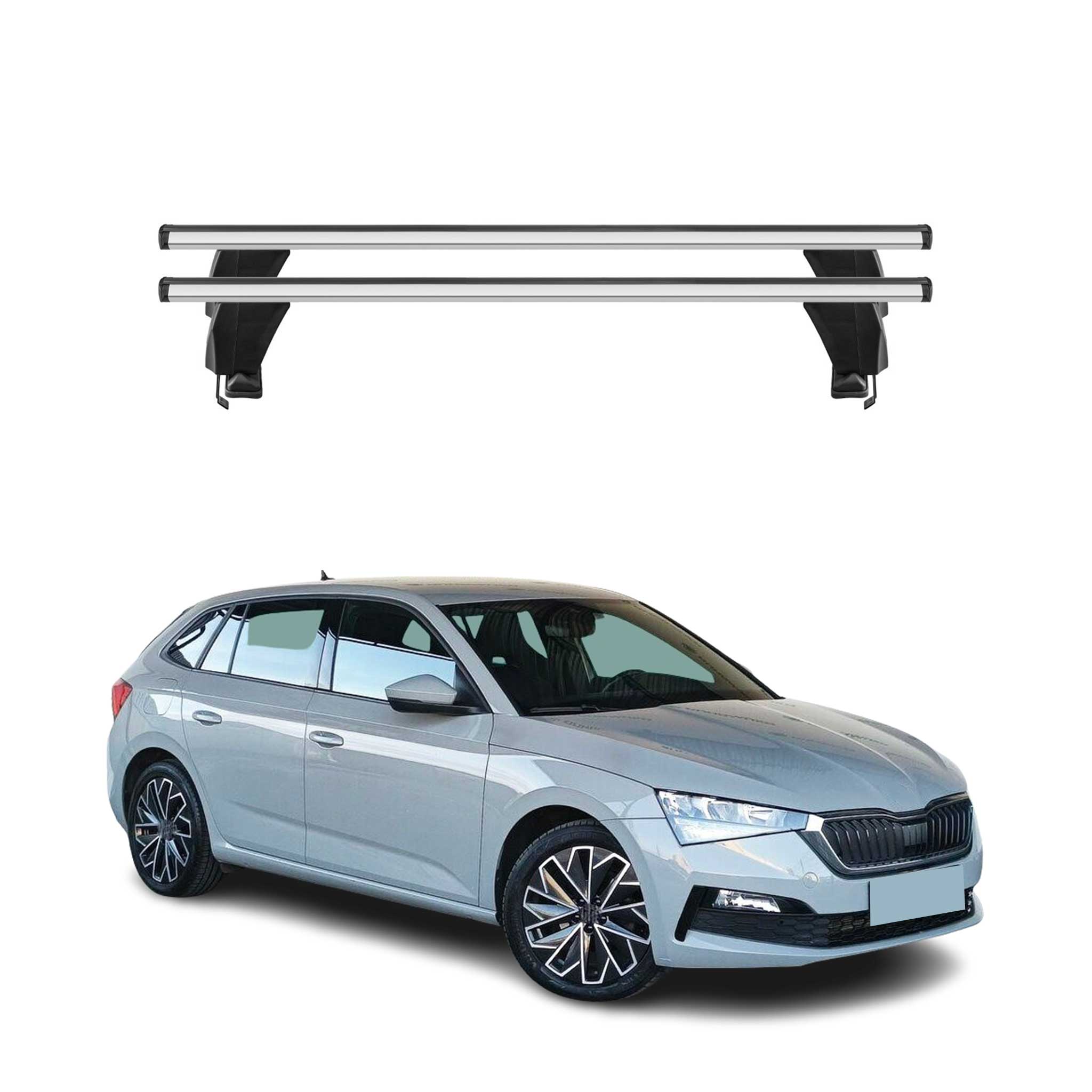 Omac Dachträger Querträger Alu Für Skoda Scala 2019-2026 – Abschließbar – T-nut – City-crash-getestet – Max. 50 Kg Silber