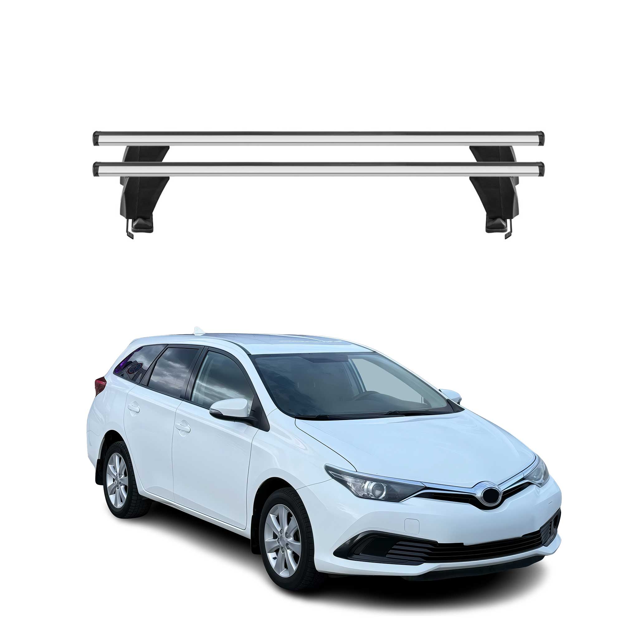 Omac Dachträger Querträger Alu Für Toyota Corolla E210 Kombi Schrägheck 2019-2026 – Abschließbar – T-nut – City-crash-getestet – Max. 50 Kg Silber