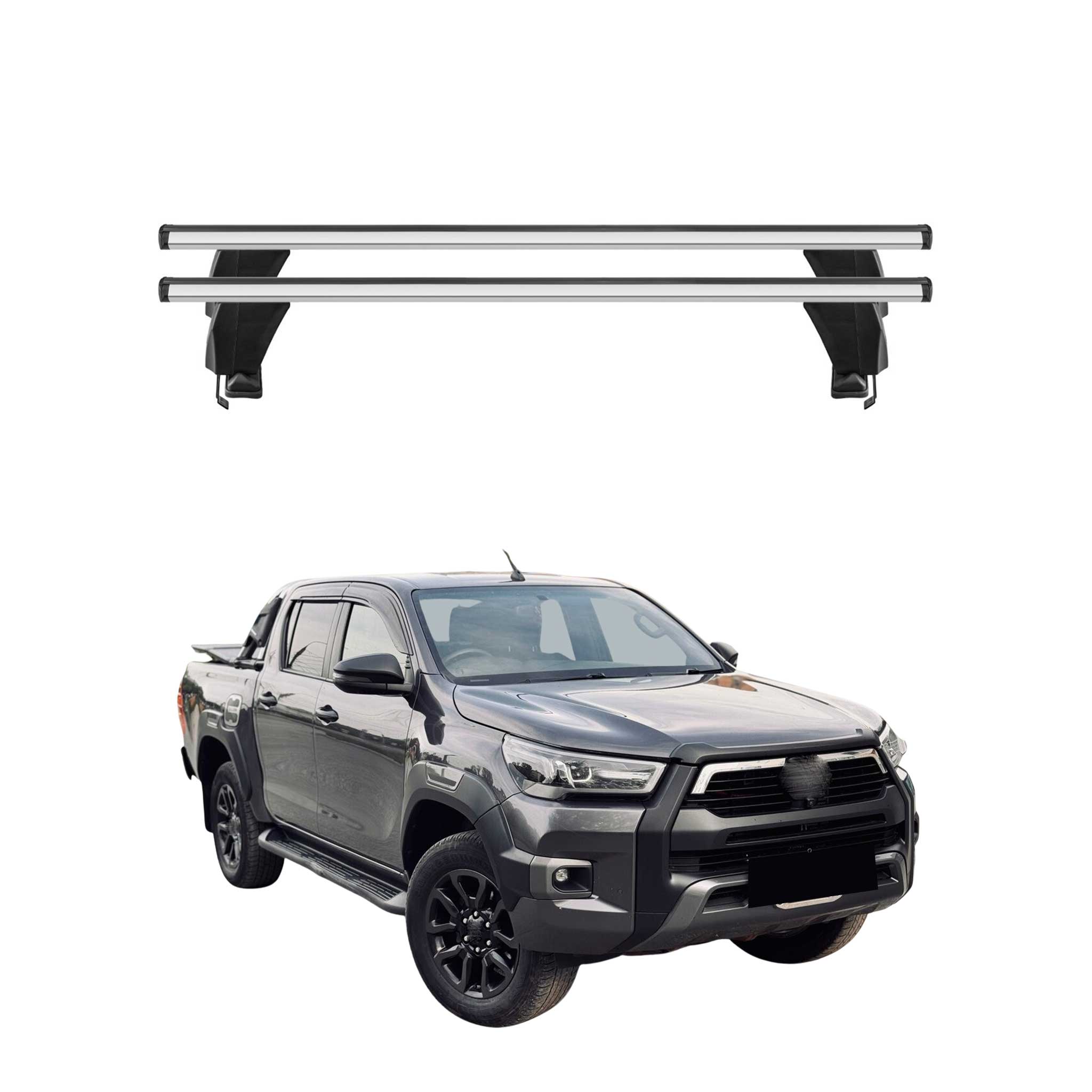 Omac Dachträger Querträger Alu Für Toyota Hilux Viii 2015-2026 – Abschließbar – T-nut – City-crash-getestet – Max. 50 Kg Silber