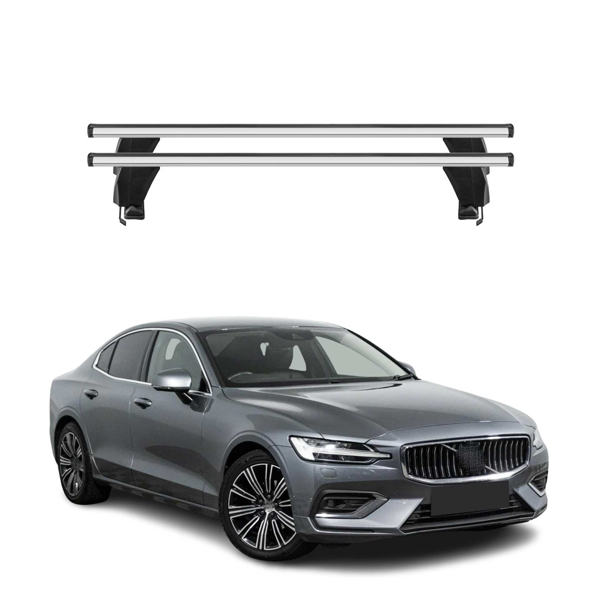 Omac Dachträger Querträger Alu Für Volvo S60 Ii 2019-2024 – Abschließbar – T-nut – City-crash-getestet – Max. 50 Kg Silber