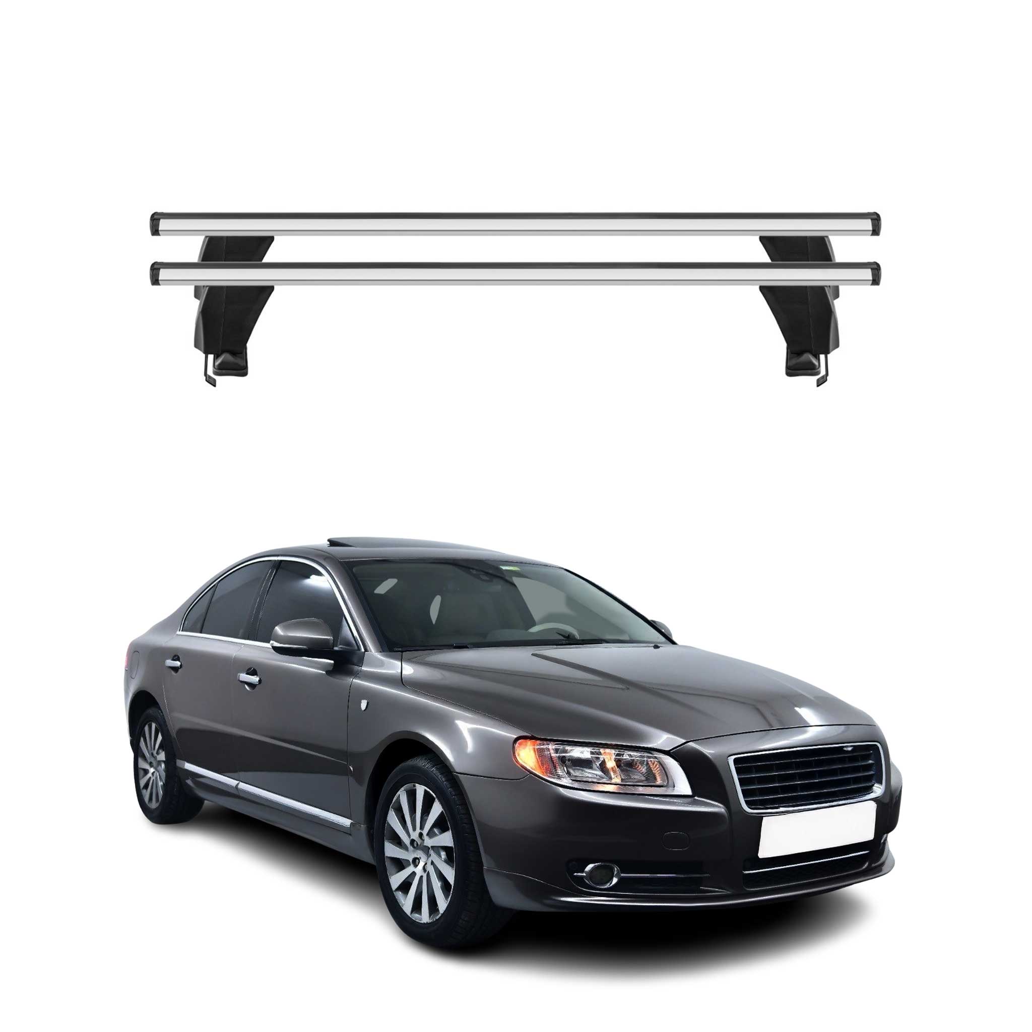 Omac Dachträger Querträger Alu Für Volvo S80 Ii 2007-2016 – Abschließbar – T-nut – City-crash-getestet – Max. 50 Kg Silber