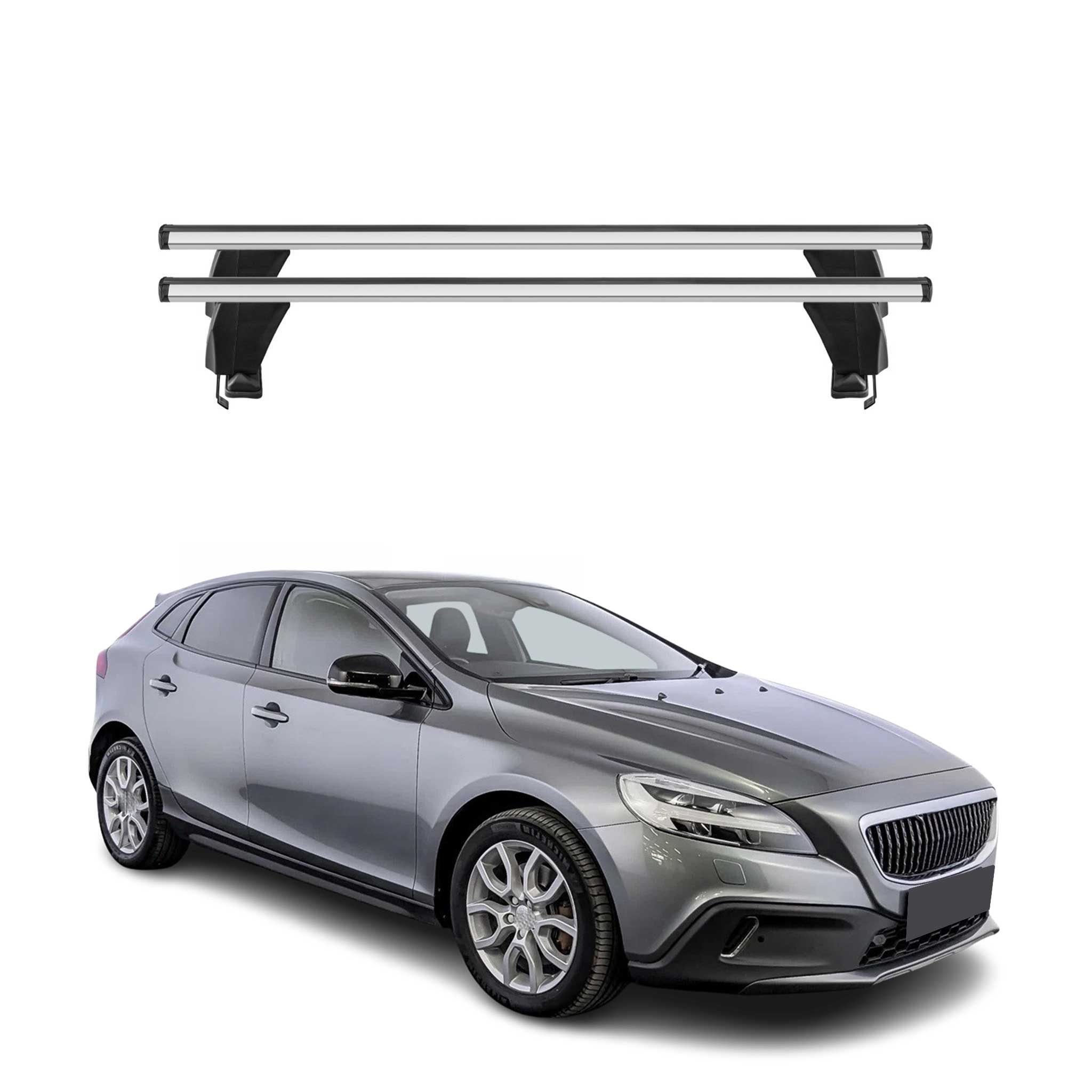 Omac Dachträger Querträger Alu Für Volvo V40 2016-2019 Fl – Abschließbar – T-nut – City-crash-getestet – Max. 50 Kg Silber