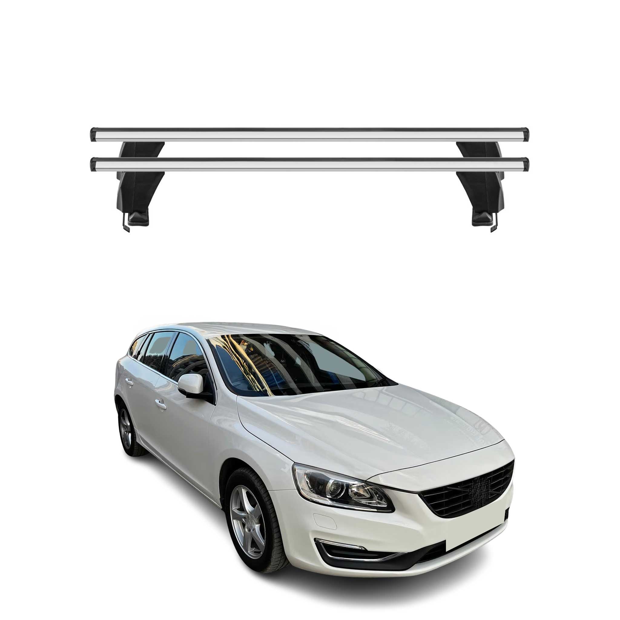 Omac Dachträger Querträger Alu Für Volvo V60 I 2013-2018 Fl – Abschließbar – T-nut – City-crash-getestet – Max. 50 Kg Silber