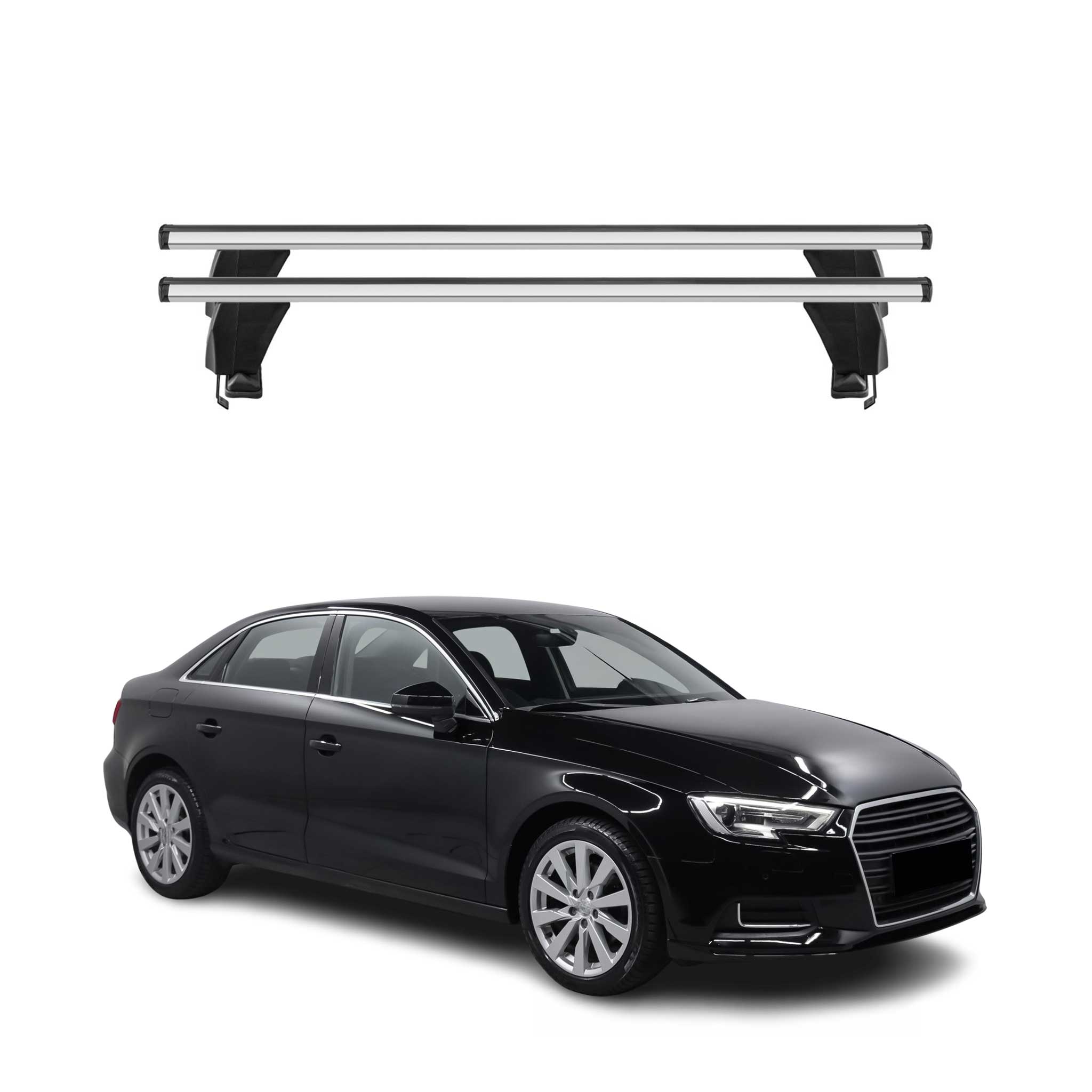 Omac Dachträger Querträger Alu Für Audi A3 8v Limo 2013-2020 – Abschließbar – T-nut – City-crash-getestet – Max. 50 Kg Silber