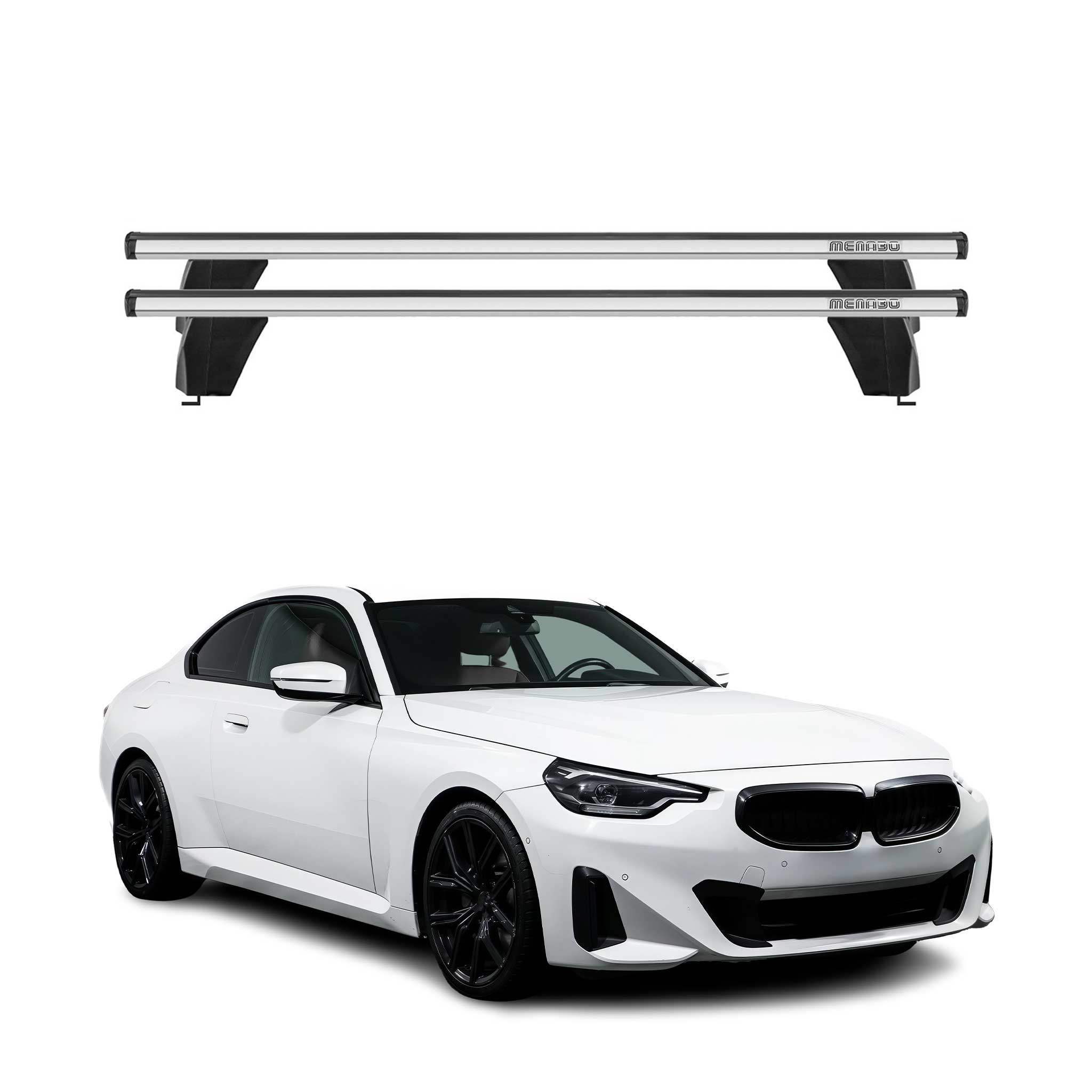 Omac Dachträger Querträger Alu Für Bmw 2er G42 Coupé 2021-2026 – Abschließbar – T-nut – City-crash-getestet – Max. 75 Kg Silber