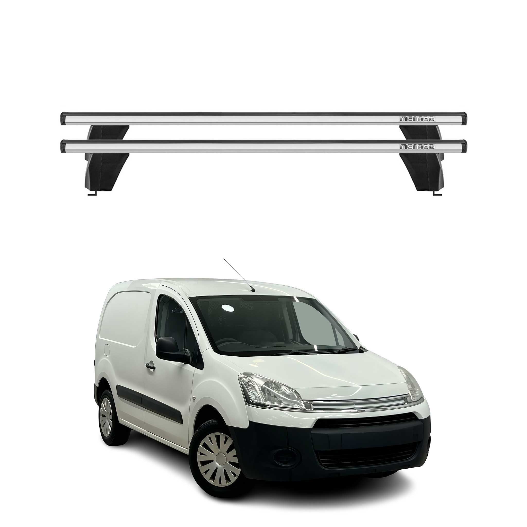 Omac Dachträger Querträger Alu Für Citroen Berlingo 2008-2018 – Abschließbar – T-nut – City-crash-getestet – Max. 75 Kg Silber