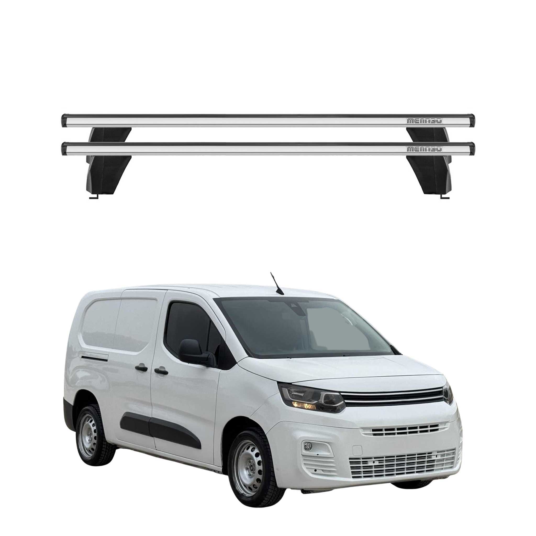 Omac Dachträger Querträger Alu Für Citroen Berlingo 2018-2026 – Abschließbar – T-nut – City-crash-getestet – Max. 75 Kg Silber