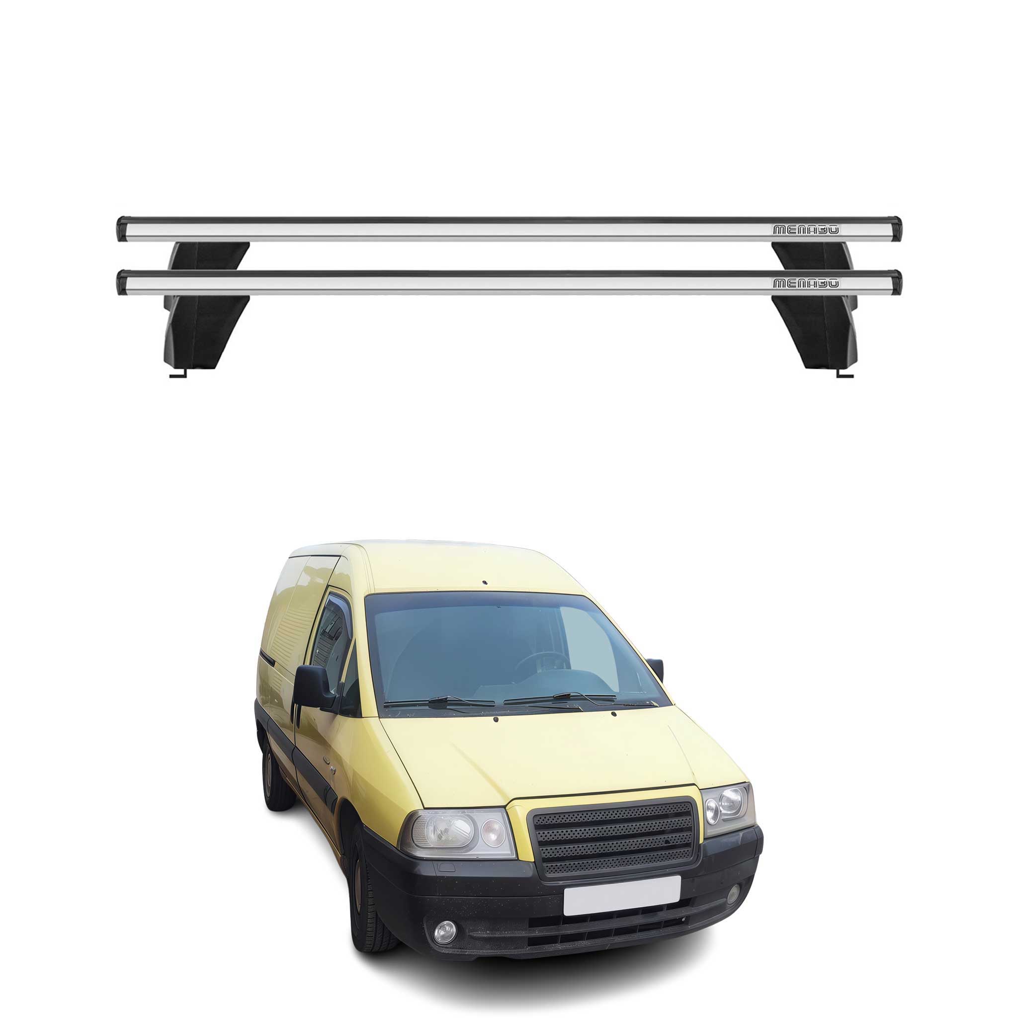 Omac Dachträger Querträger Alu Für Citroen Jumpy 1995-2006 – Abschließbar – T-nut – City-crash-getestet – Max. 75 Kg Silber