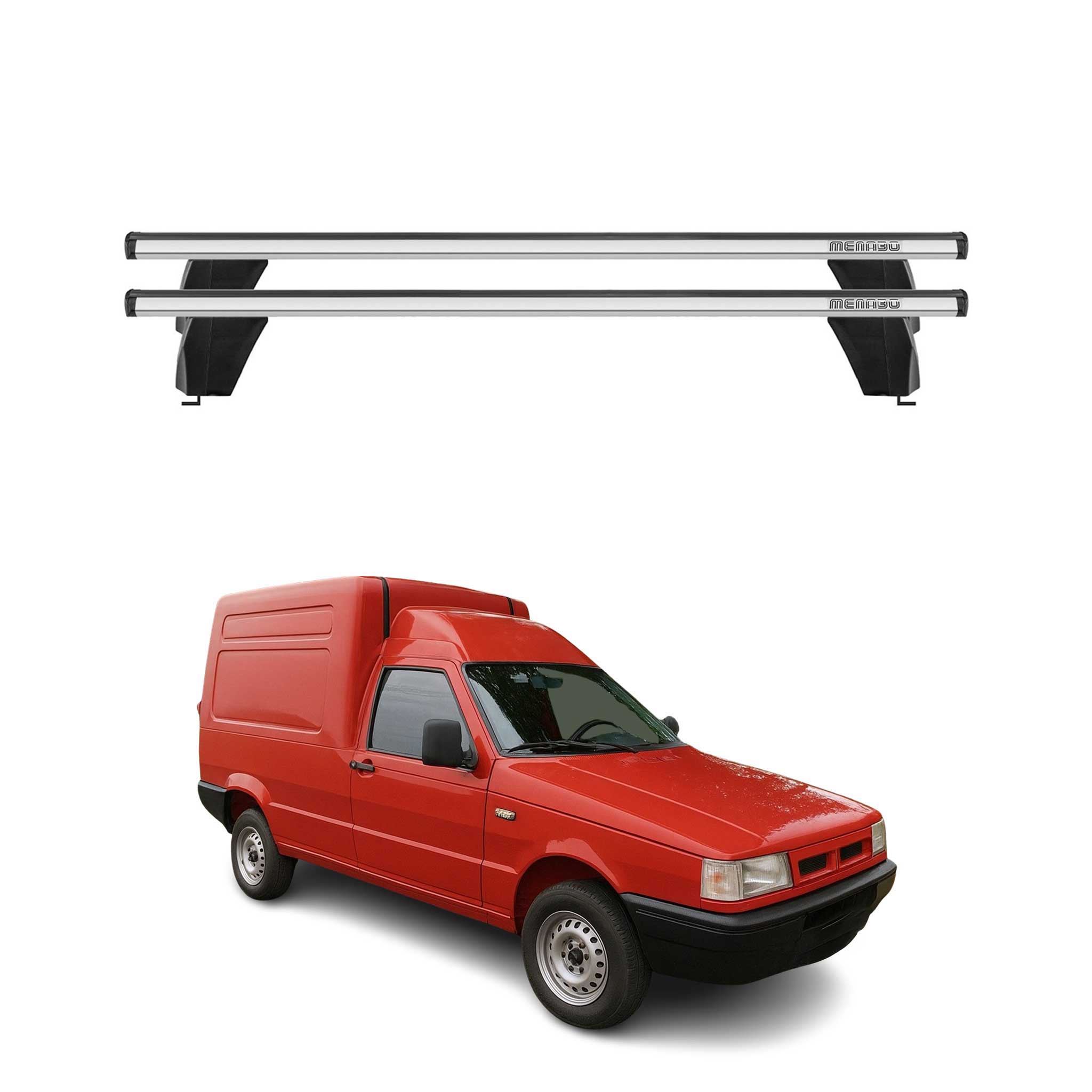 Omac Dachträger Querträger Alu Für Fiat Fiorino 1988-2007 – Abschließbar – T-nut – City-crash-getestet – Max. 75 Kg Silber
