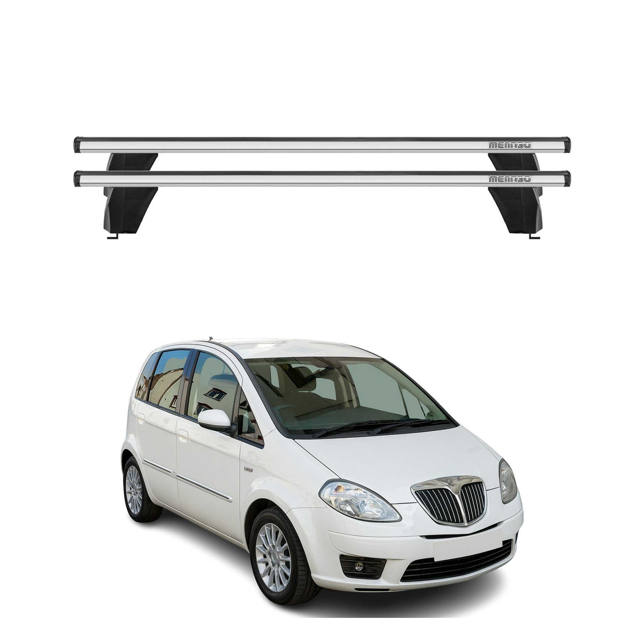 Omac Dachträger Querträger Alu Für Lancia Musa 2004-2006 Pre-fl – Abschließbar – T-nut – City-crash-getestet – Max. 75 Kg Silber