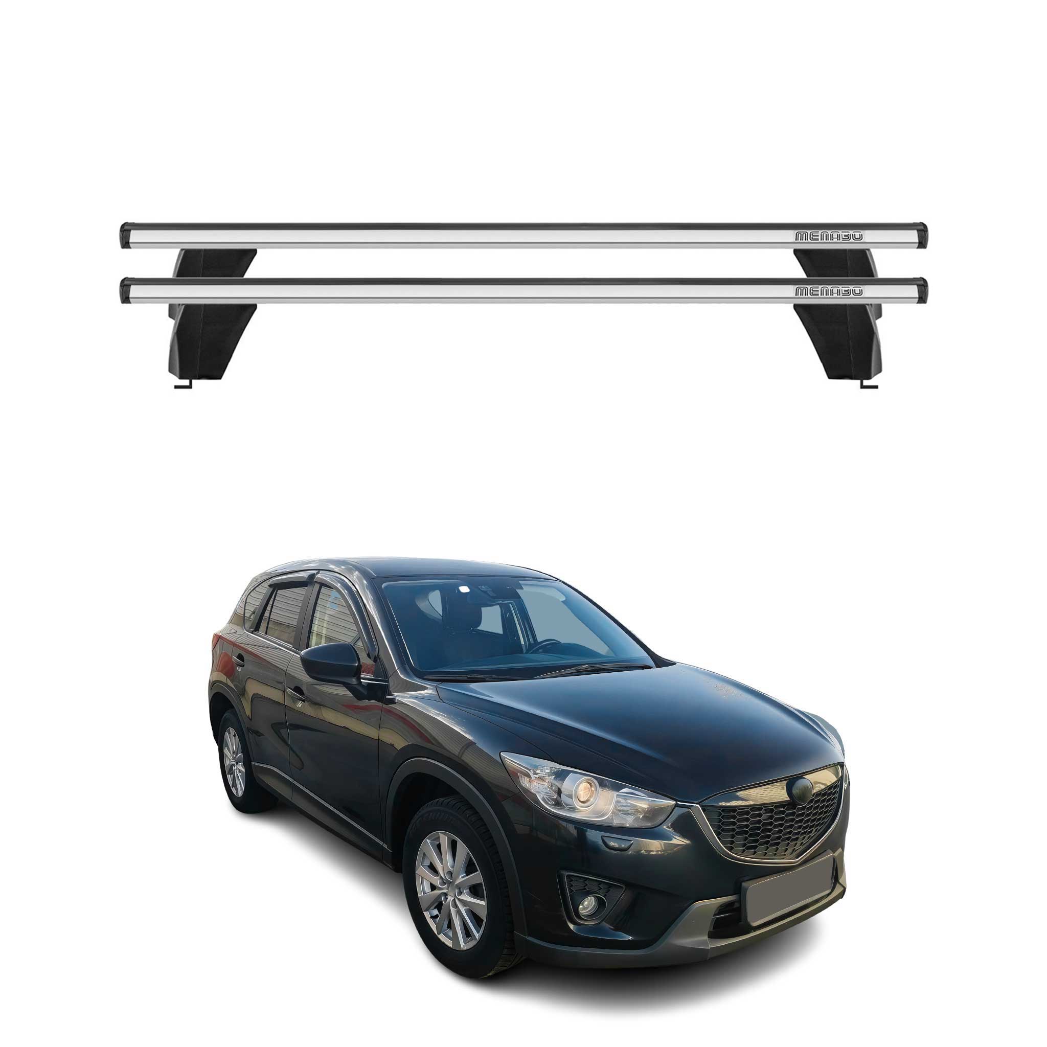 Omac Dachträger Querträger Alu Für Mazda Cx-5 I 2013-2016 – Abschließbar – T-nut – City-crash-getestet – Max. 75 Kg Silber