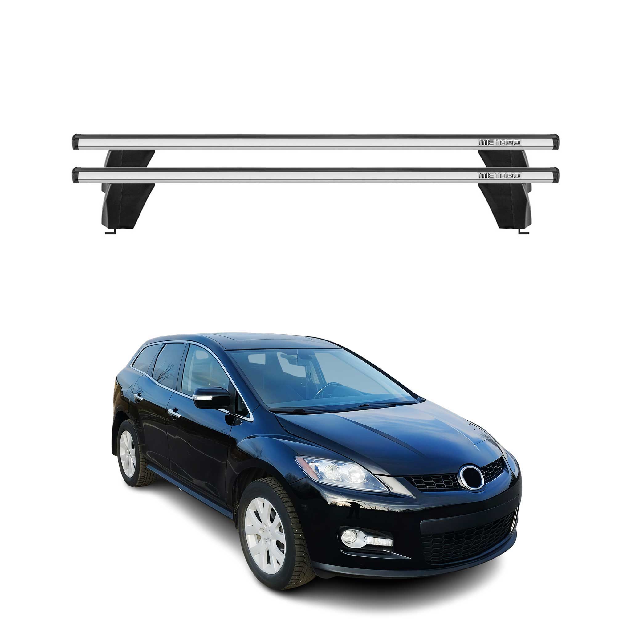 Omac Dachträger Querträger Alu Für Mazda Cx-7 2006-2012 – Abschließbar – T-nut – City-crash-getestet – Max. 75 Kg Silber