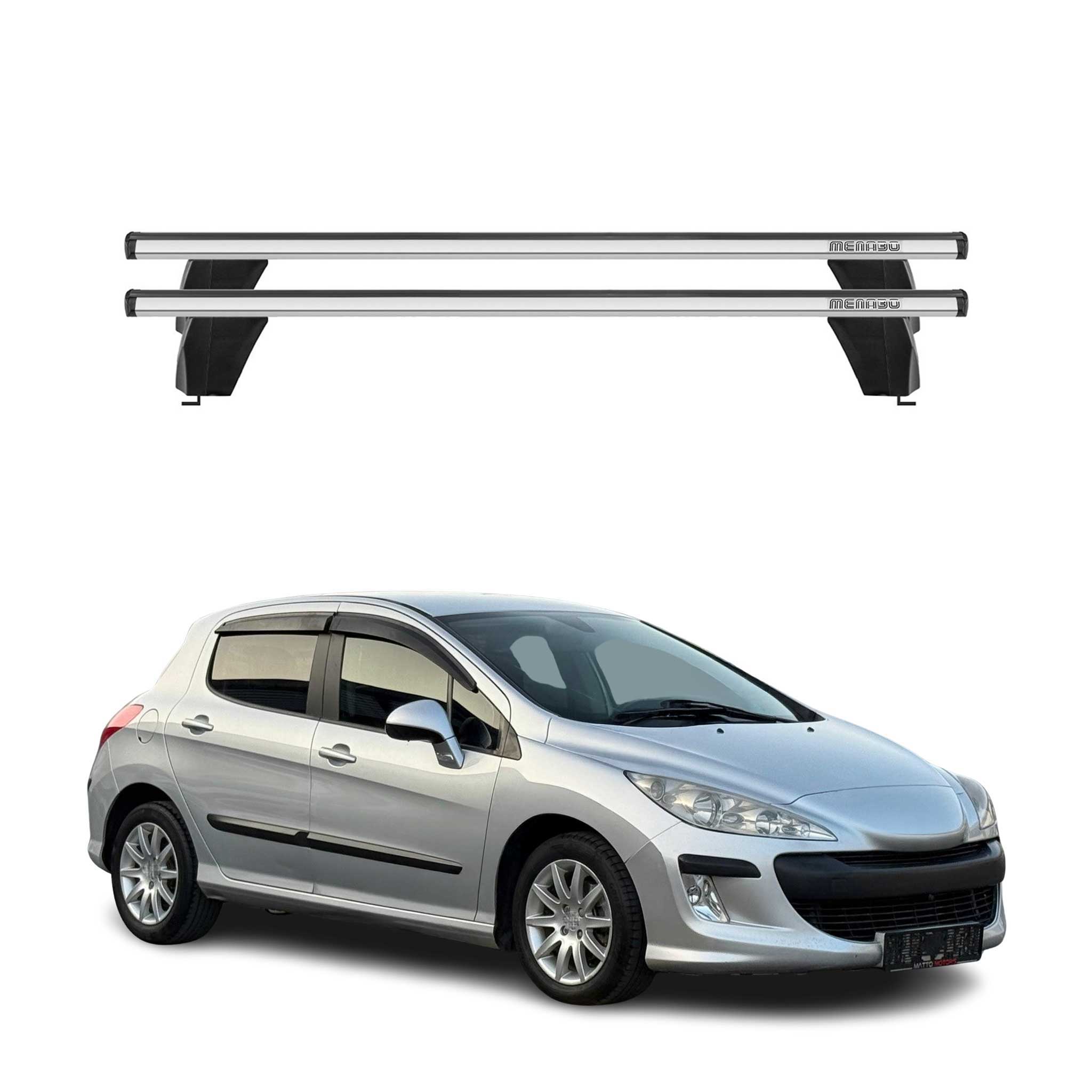 Omac Dachträger Querträger Alu Für Peugeot 308 I 2007-2013 – Abschließbar – T-nut – City-crash-getestet – Max. 75 Kg Silber