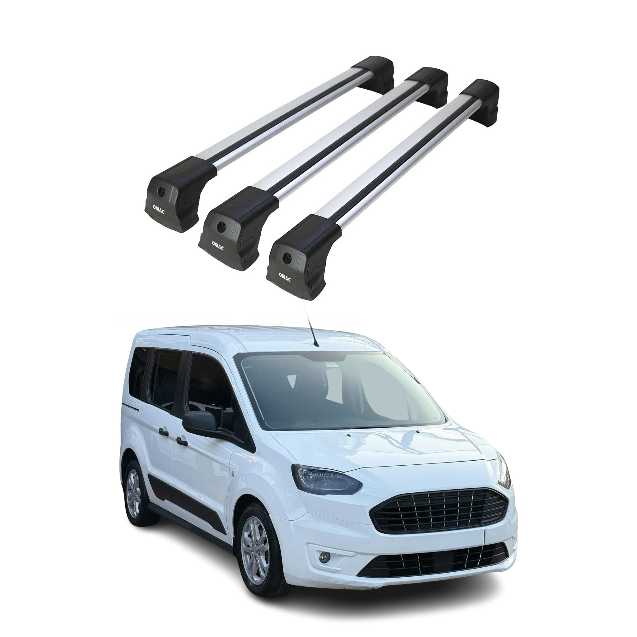 Omac Dachträger Querträger Kompatibel Mit Vw Caddy Maxi Iv 2020-2026 – 3 Stangen – Abschließbar – Aluminium Silber