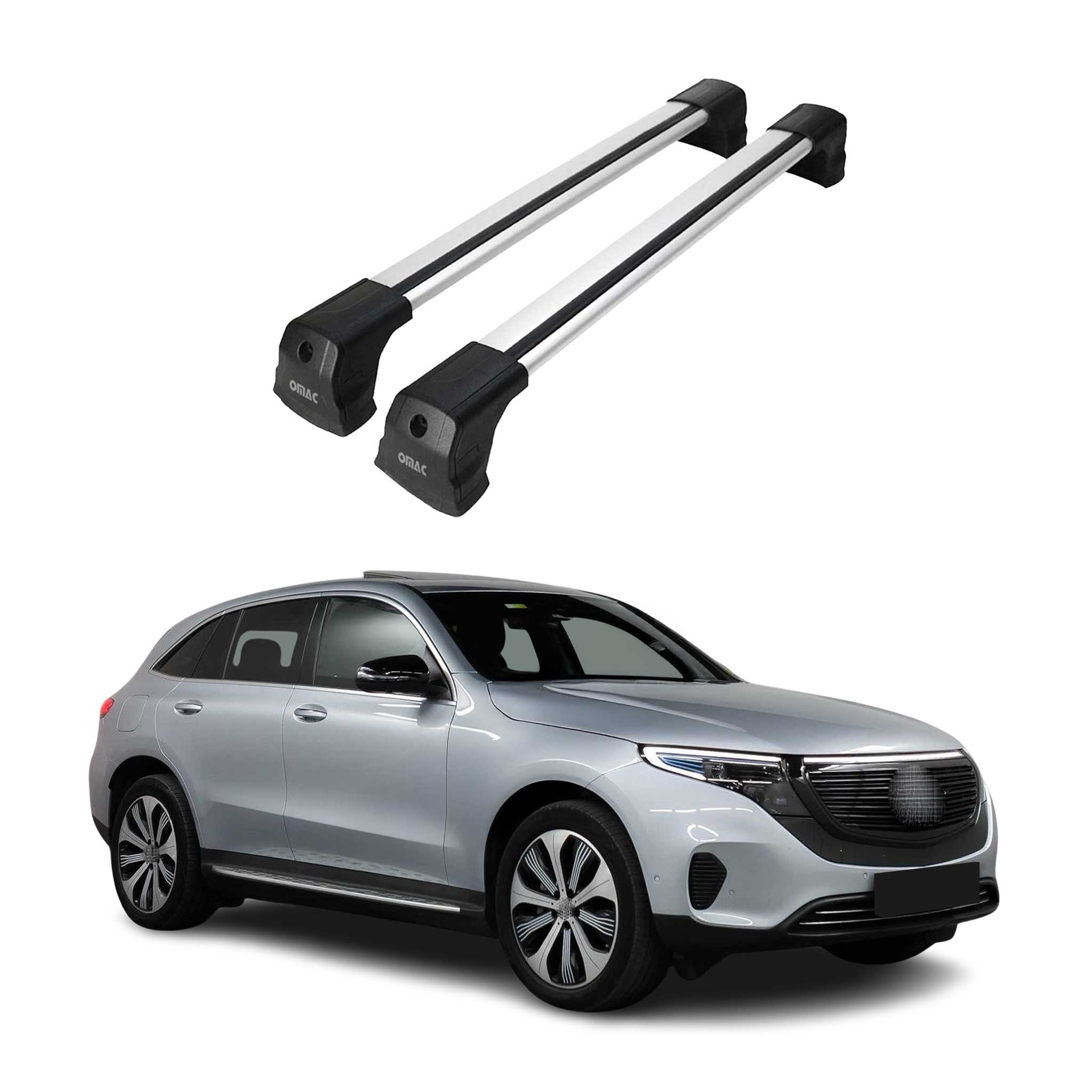 Omac Dachträger Querträger Kompatibel Mit Mercedes Eqc N293 2019-2023 – 2 Stangen – Abschließbar – Aluminium Silber