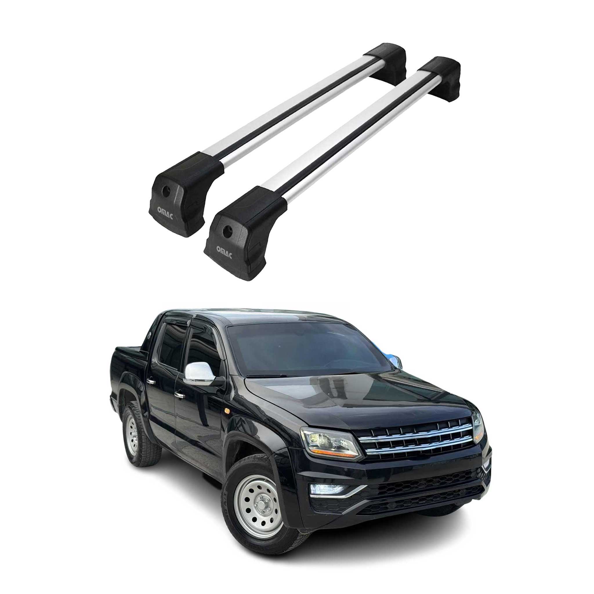Omac Dachträger Querträger Kompatibel Mit Vw Amarok I 2010-2020 – 2 Stangen – Abschließbar – Aluminium Silber