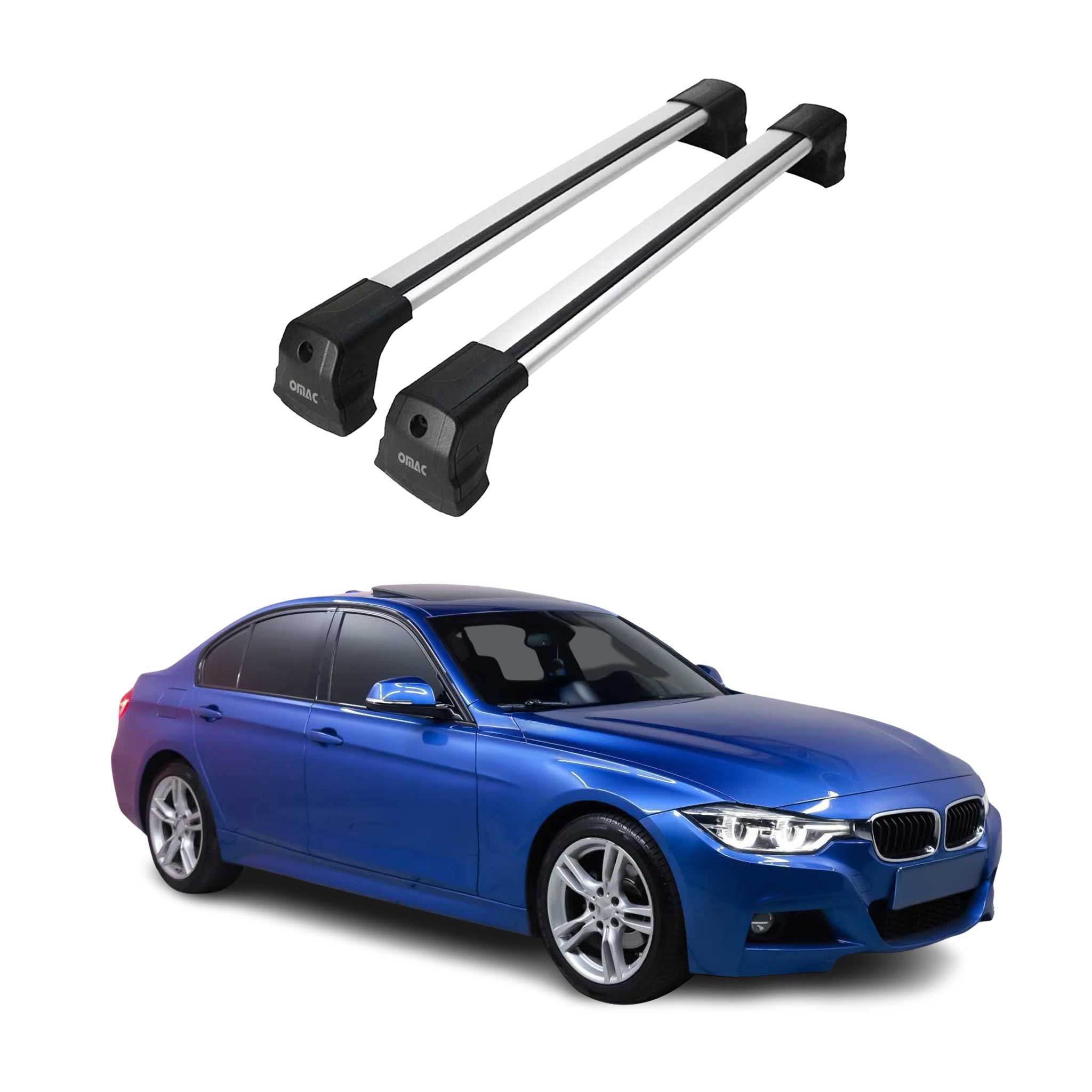 Omac Dachträger Querträger Kompatibel Mit Bmw 3er F30 Limo 2012-2019 – 2 Stangen – Abschließbar – Aluminium Silber