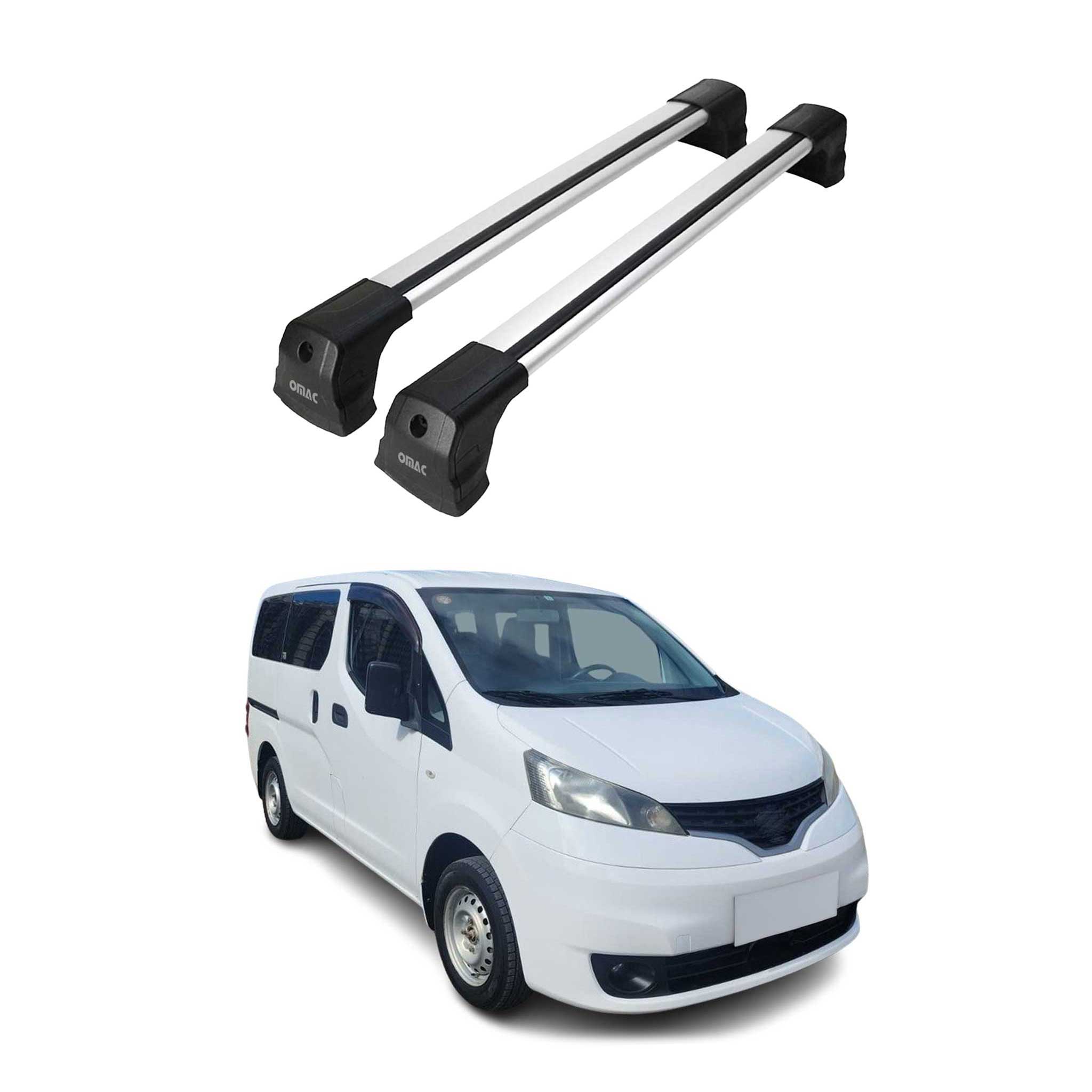 Omac Dachträger Querträger Kompatibel Mit Nissan Nv200 2009-2020 – 2 Stangen – Abschließbar – Aluminium Silber