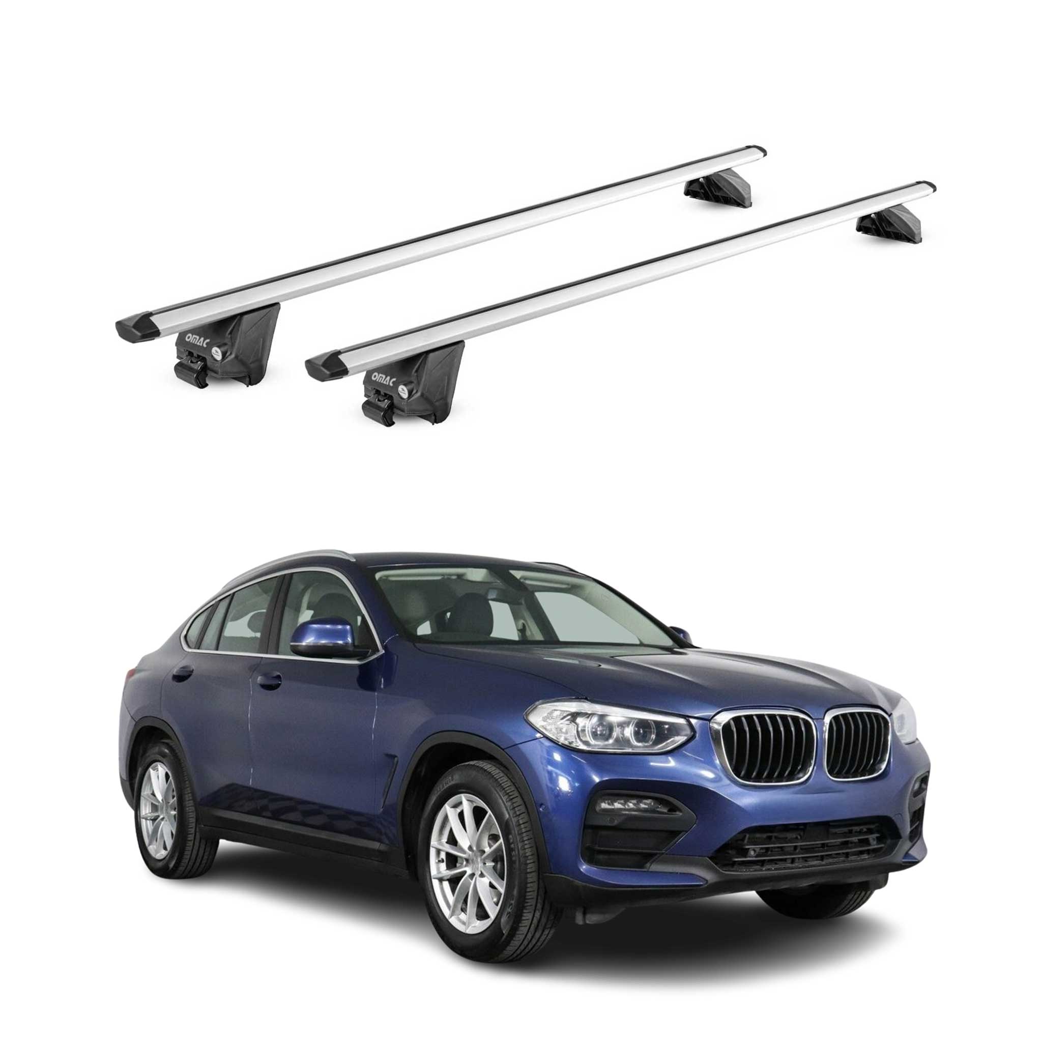 Omac Dachträger Aluminium Tüv Geprüft Für Bmw X4 F26 G02 2014-2025 – Für Integrierte Dachreling – T Nut – Max 100 Kg – 2 Schlösser Silber