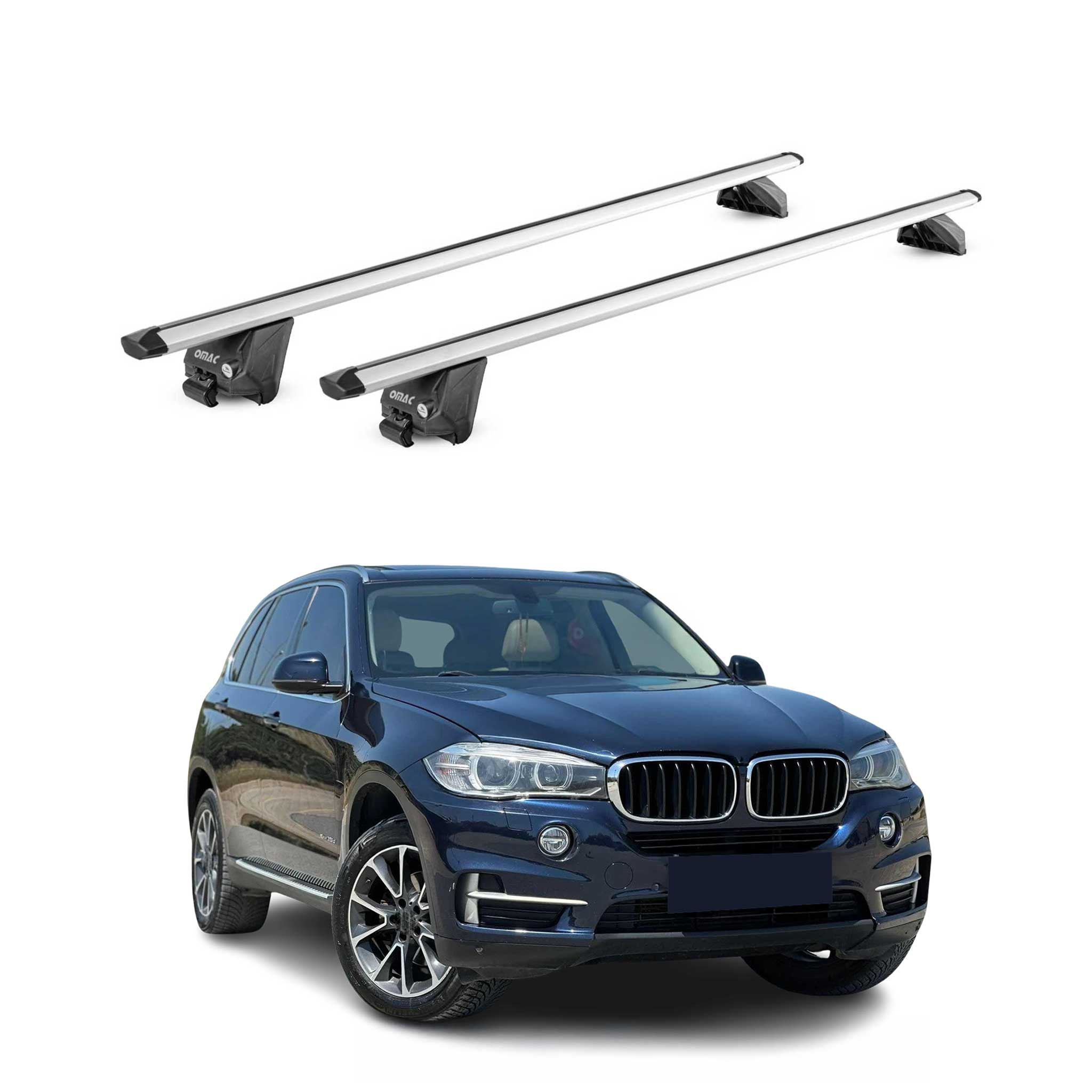 Omac Dachträger Aluminium Tüv Geprüft Für Bmw X5 F15 G05 2013-2026 – Für Integrierte Dachreling – T Nut – Max 100 Kg – 2 Schlösser Silber
