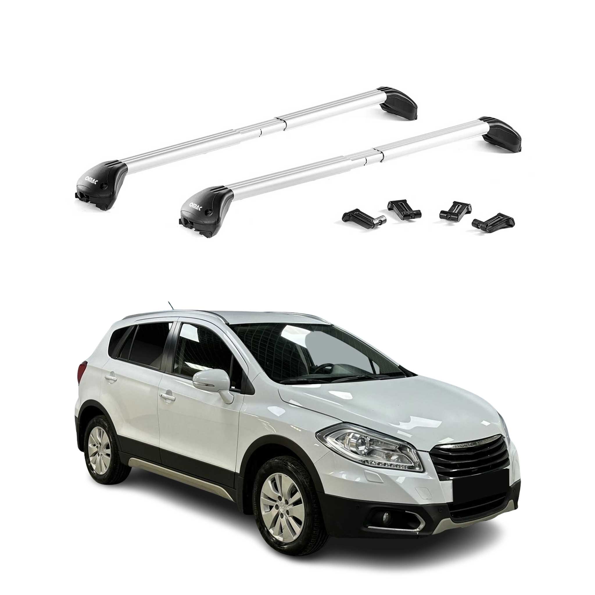 Omac Dachträger Querträger Tüv Geprüft Für Suzuki Sx4 S-cross Ii 2013-2021 – Abschließbar (4 Schlösser) – Max 100 Kg – Robuste Befestigung Silber