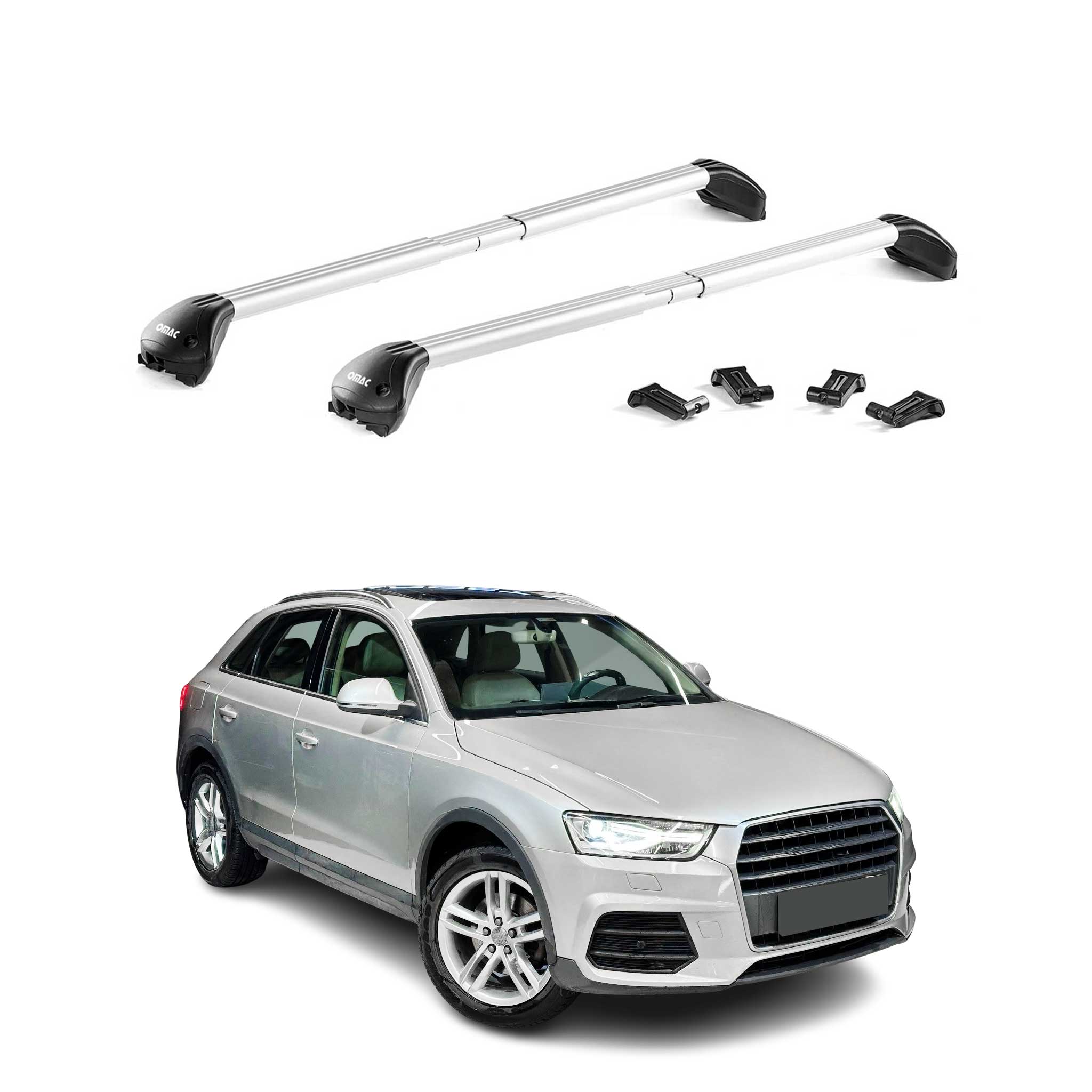 Omac Dachträger Querträger Tüv Geprüft Für Volvo V60 Cross Country I 2015-2017 – Abschließbar (4 Schlösser) – Max 100 Kg – Robuste Befestigung Silber