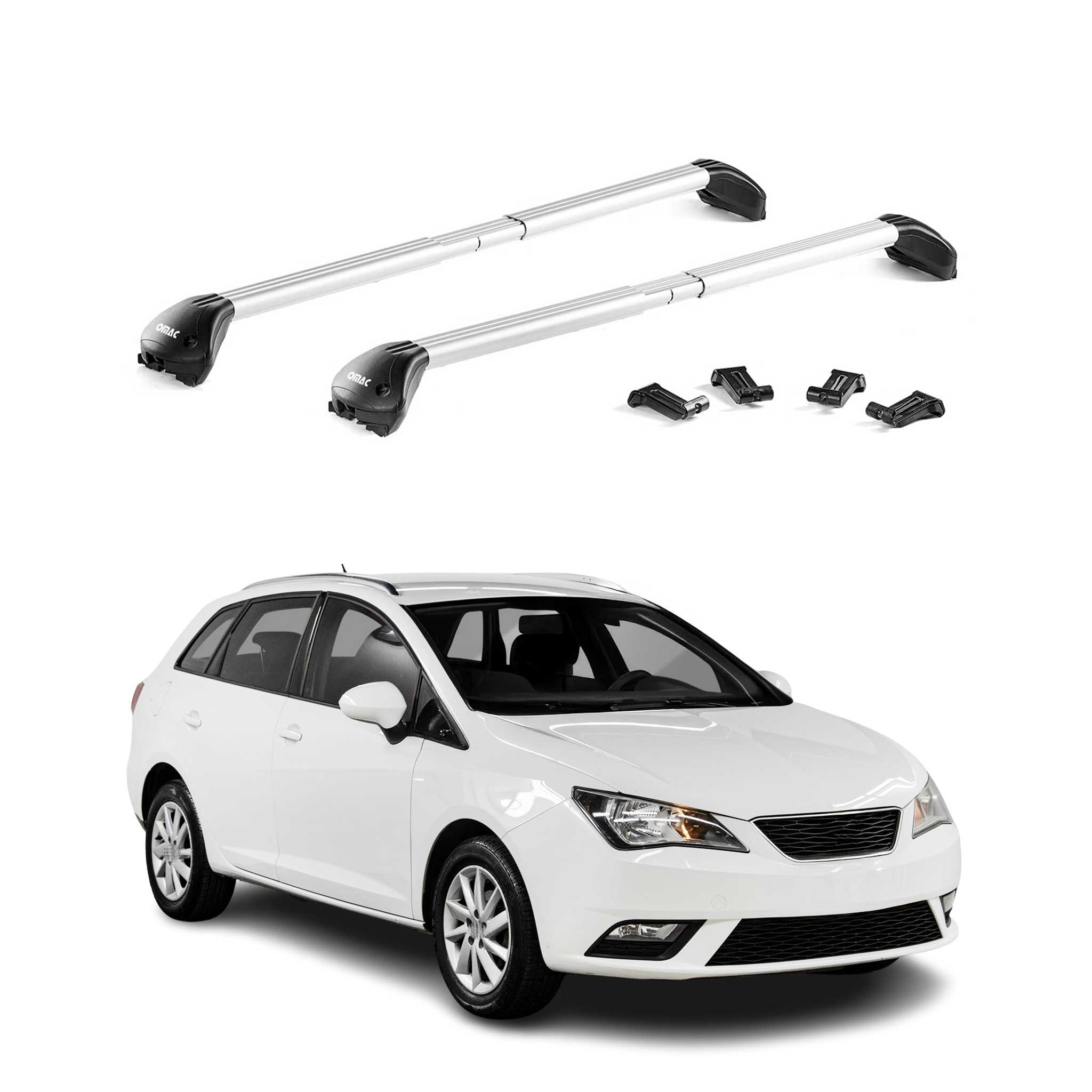 Omac Dachträger Querträger Tüv Geprüft Für Seat Ibiza Iv Kombi 2010-2017 – Abschließbar (4 Schlösser) – Max 100 Kg – Robuste Befestigung Silber