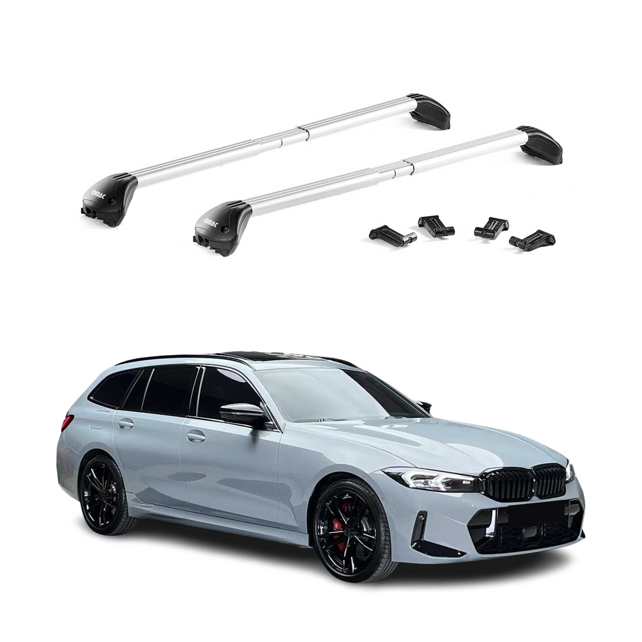 Omac Dachträger Querträger Tüv Geprüft Für Bmw 3er Touring F31 G21 2012-2026 – Abschließbar (4 Schlösser) – Max 100 Kg – Robuste Befestigung Silber
