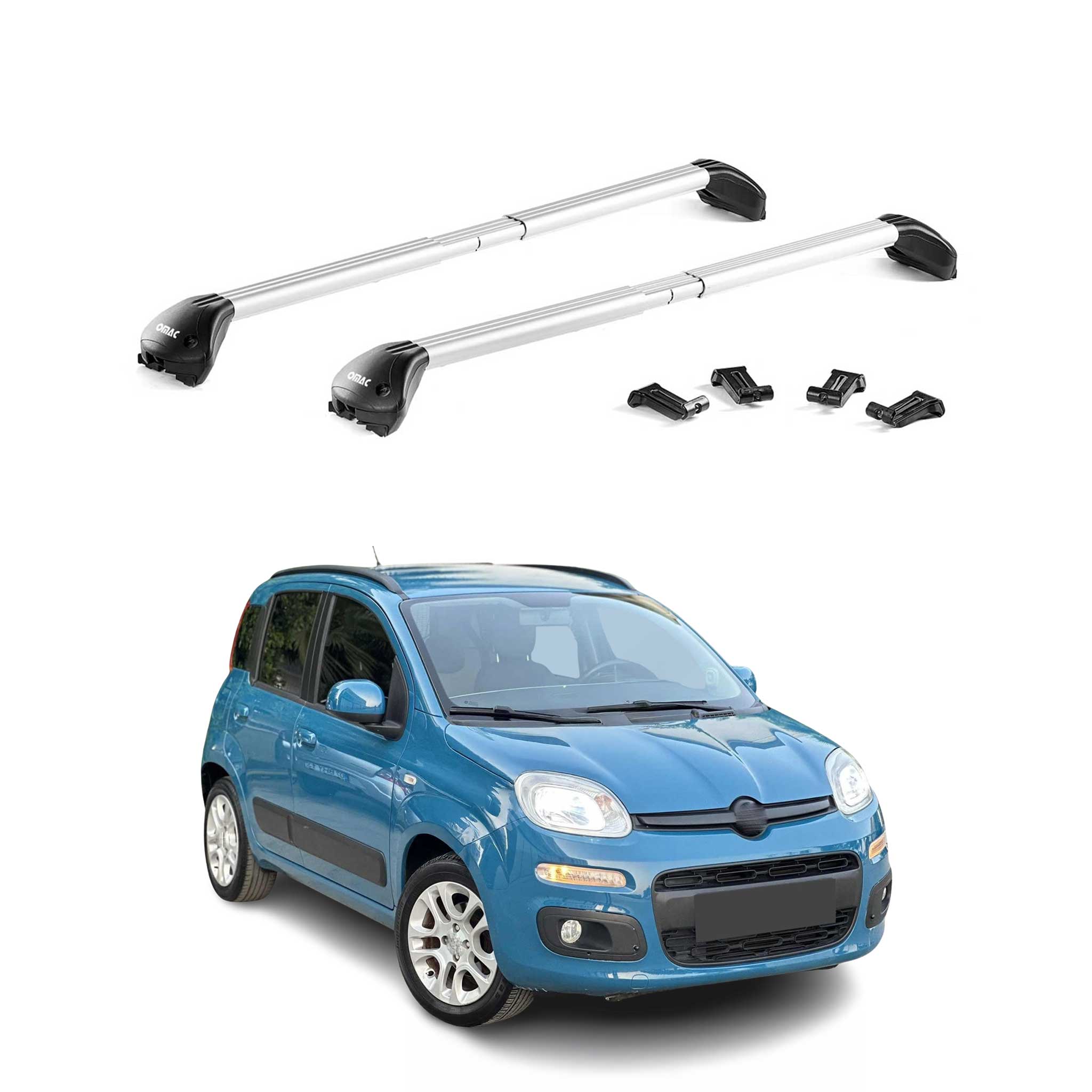 Omac Dachträger Querträger Tüv Geprüft Für Fiat Panda Iii 2012-2026 – Abschließbar (4 Schlösser) – Max 100 Kg – Robuste Befestigung Silber