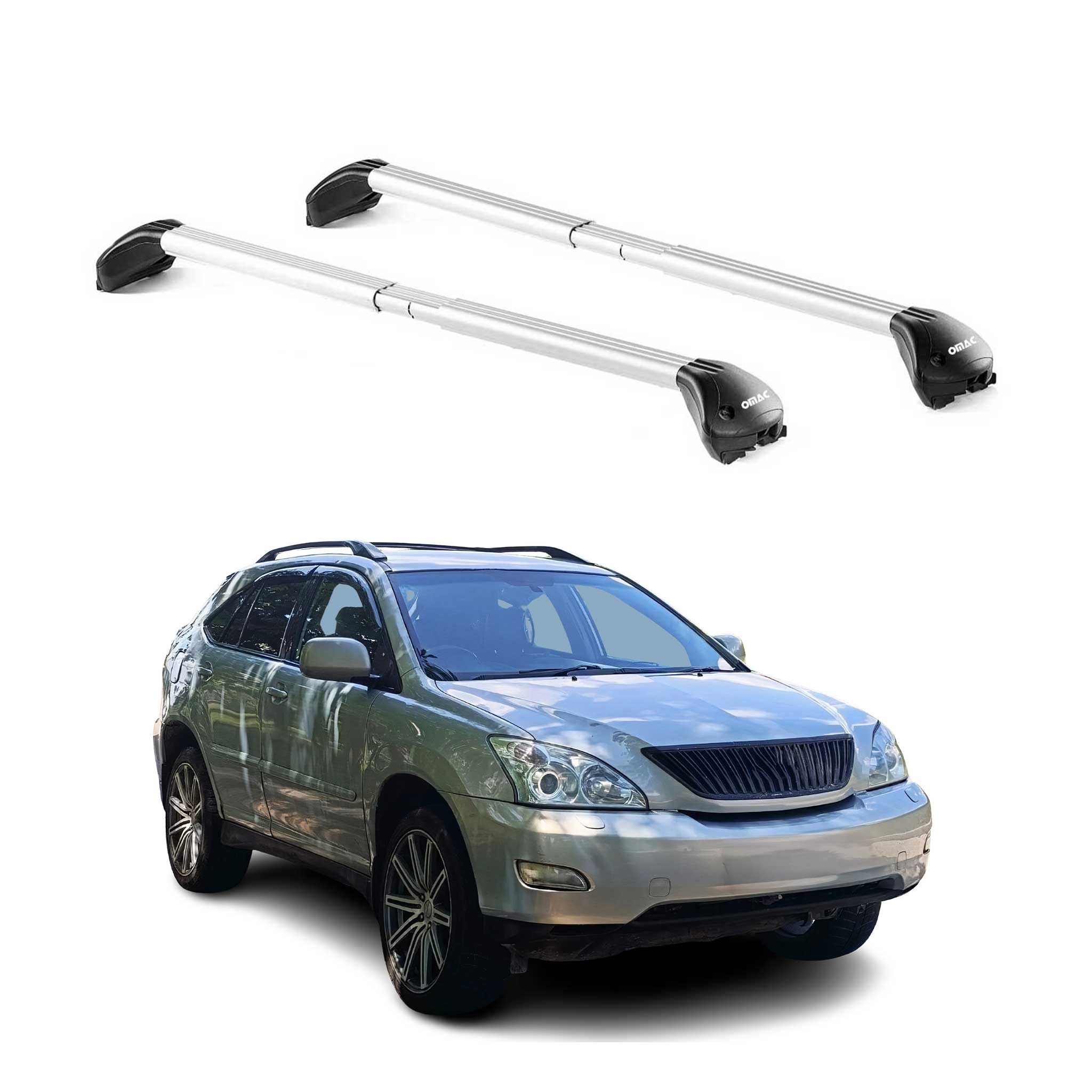 Omac Dachträger Querträger Tüv Geprüft Für Lexus Rx Mk1 & Mk2 2004-2015 – Abschließbar (4 Schlösser) – Max 100 Kg – Edelstahlband + Gummischutz Silber