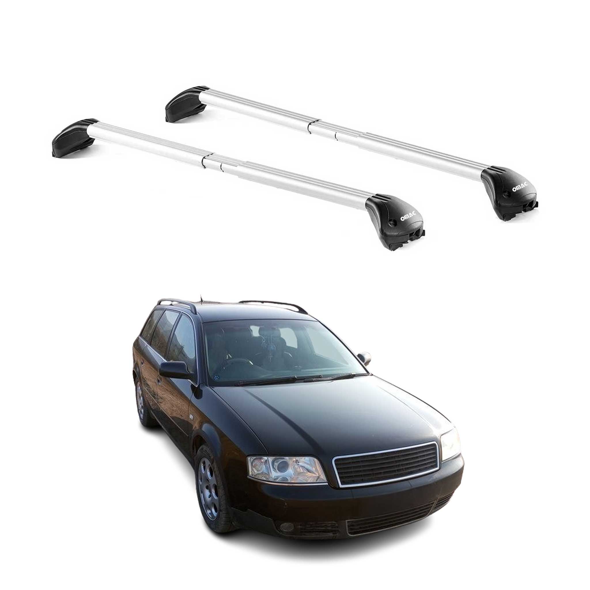 Omac Dachträger Querträger Tüv Geprüft Für Audi A6 C5 Allroad 2000-2005 – Abschließbar (4 Schlösser) – Max 100 Kg – Edelstahlband + Gummischutz Silber