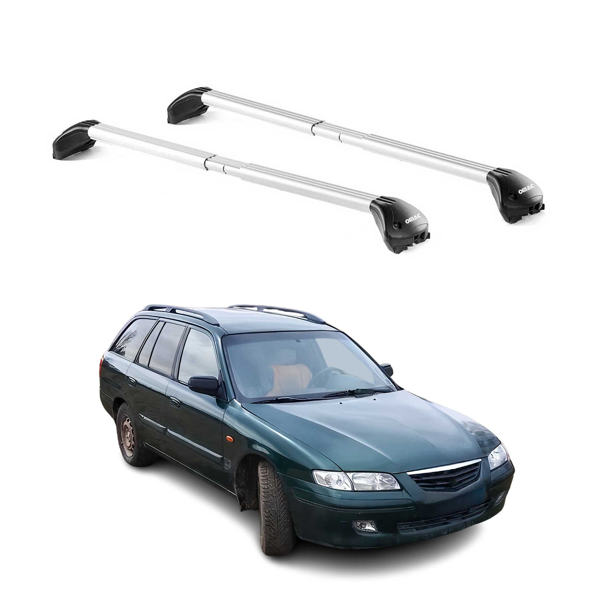 Omac Dachträger Querträger Tüv Geprüft Für Mazda 626 Ge Kombi 1992-1997 – Abschließbar (4 Schlösser) – Max 100 Kg – Edelstahlband + Gummischutz Silber