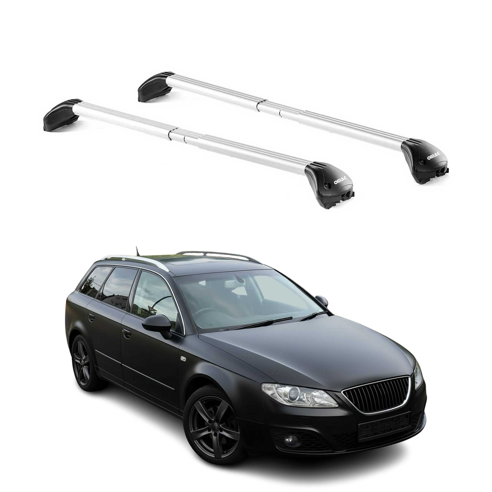 Omac Dachträger Querträger Tüv Geprüft Für Seat Exeo Kombi 2008-2013 – Abschließbar (4 Schlösser) – Max 100 Kg – Edelstahlband + Gummischutz Silber