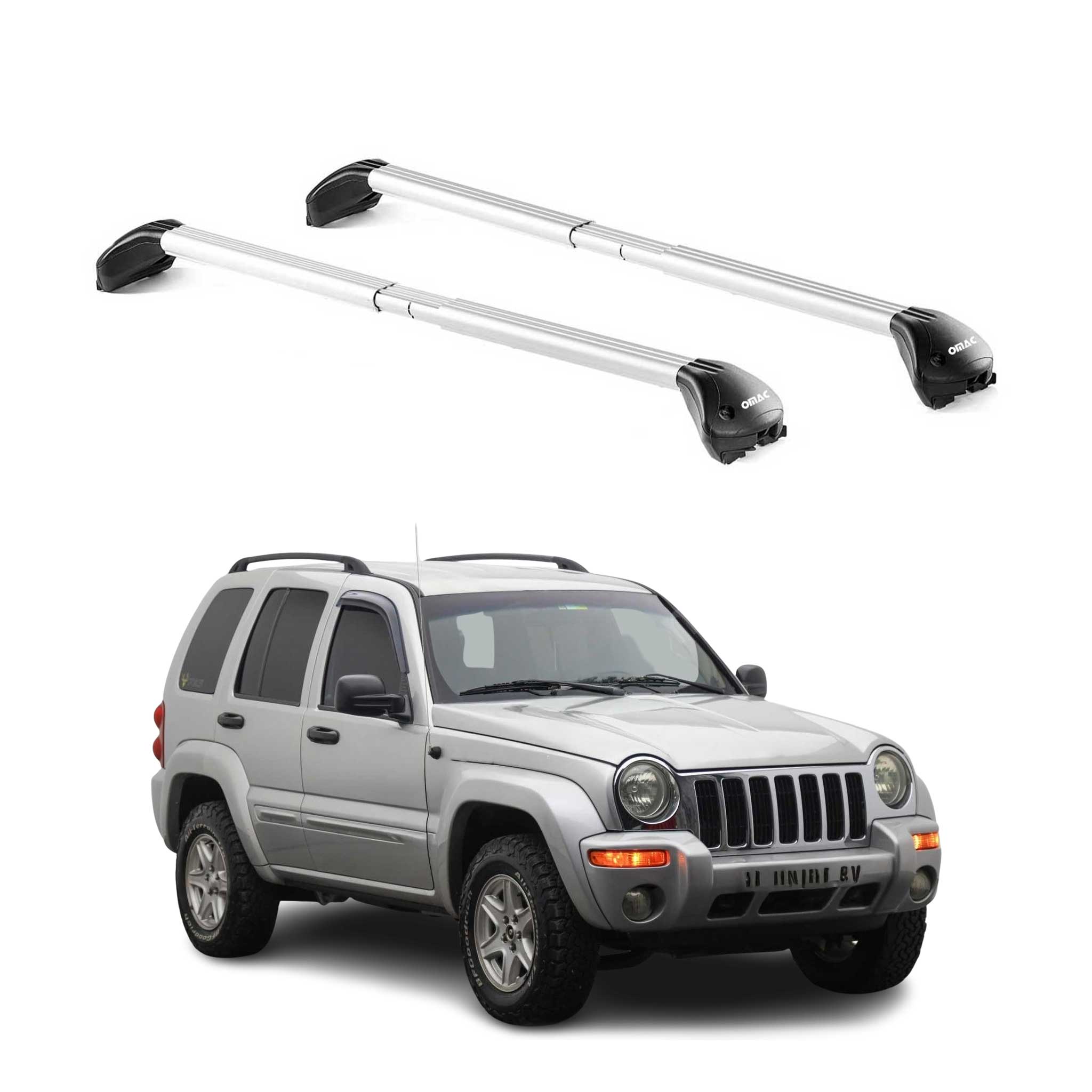 Omac Dachträger Querträger Tüv Geprüft Für Jeep Cherokee Kj 2002-2007 – Abschließbar (4 Schlösser) – Max 100 Kg – Edelstahlband + Gummischutz Silber