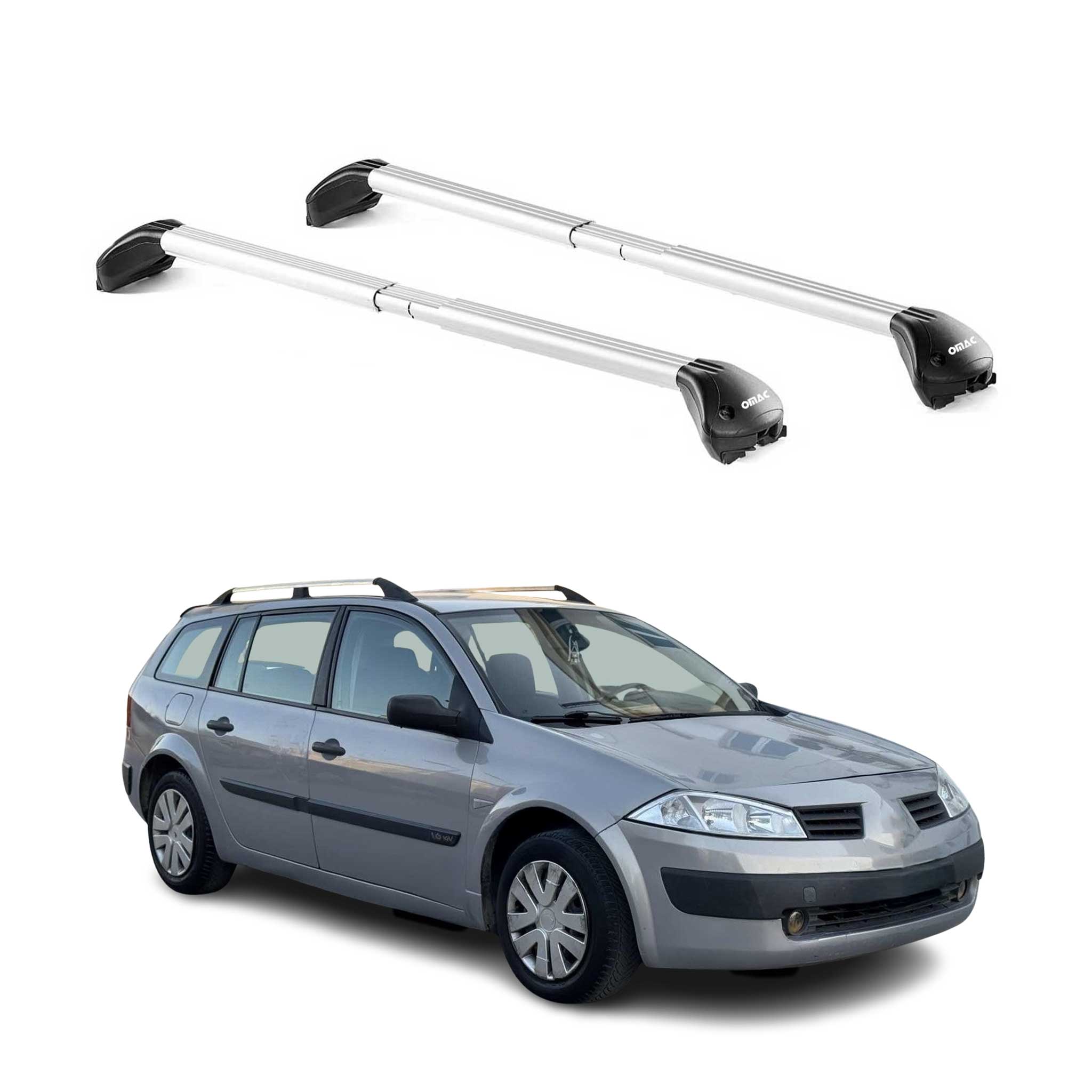 Omac Dachträger Querträger Tüv Geprüft Für Renault Megane Ii Iii Kombi 2003-2016 – Abschließbar (4 Schlösser) – Max 100 Kg – Edelstahlband + Gummischutz Silber