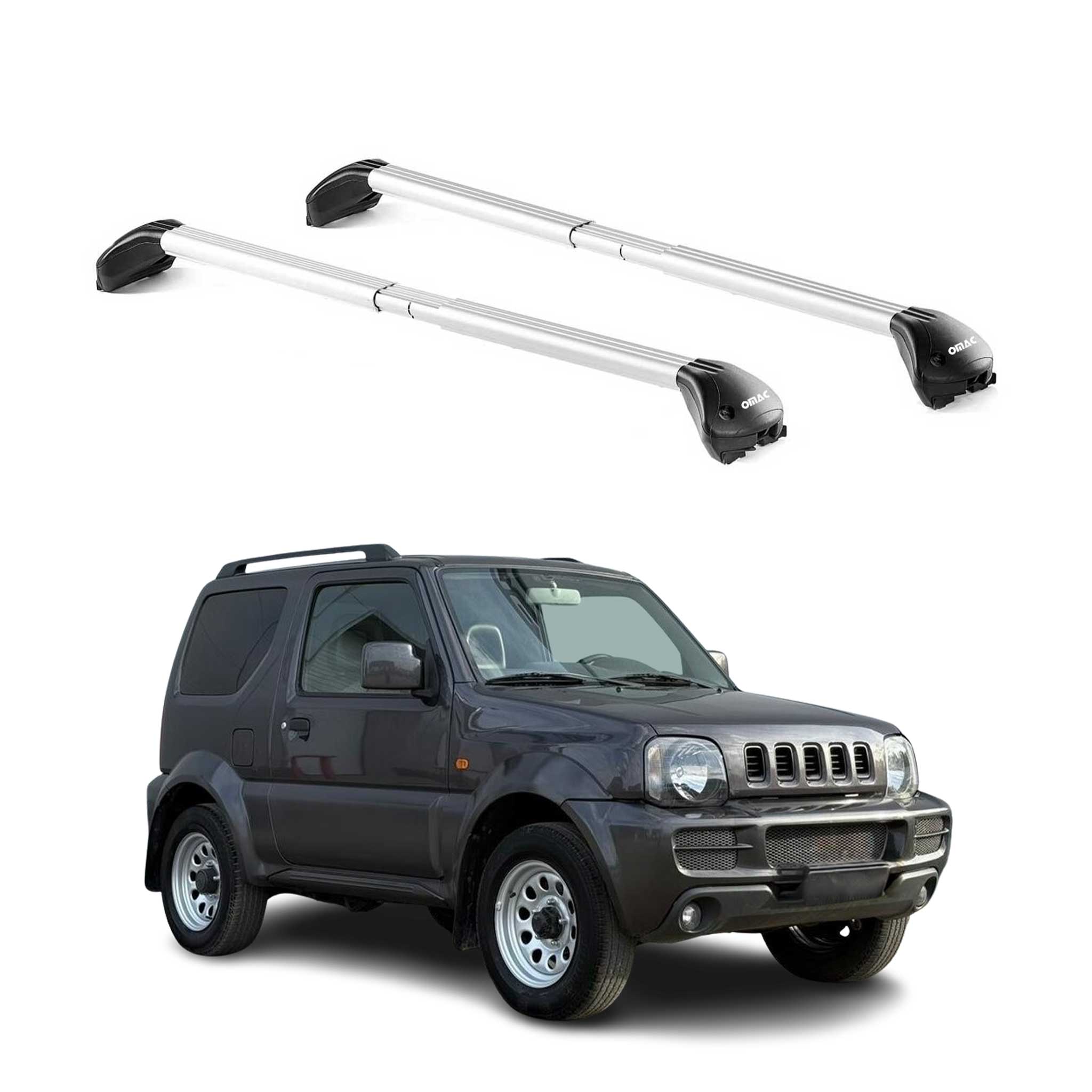Omac Dachträger Querträger Tüv Geprüft Für Suzuki Jimny Iii 1998-2018 – Abschließbar (4 Schlösser) – Max 100 Kg – Edelstahlband + Gummischutz Silber