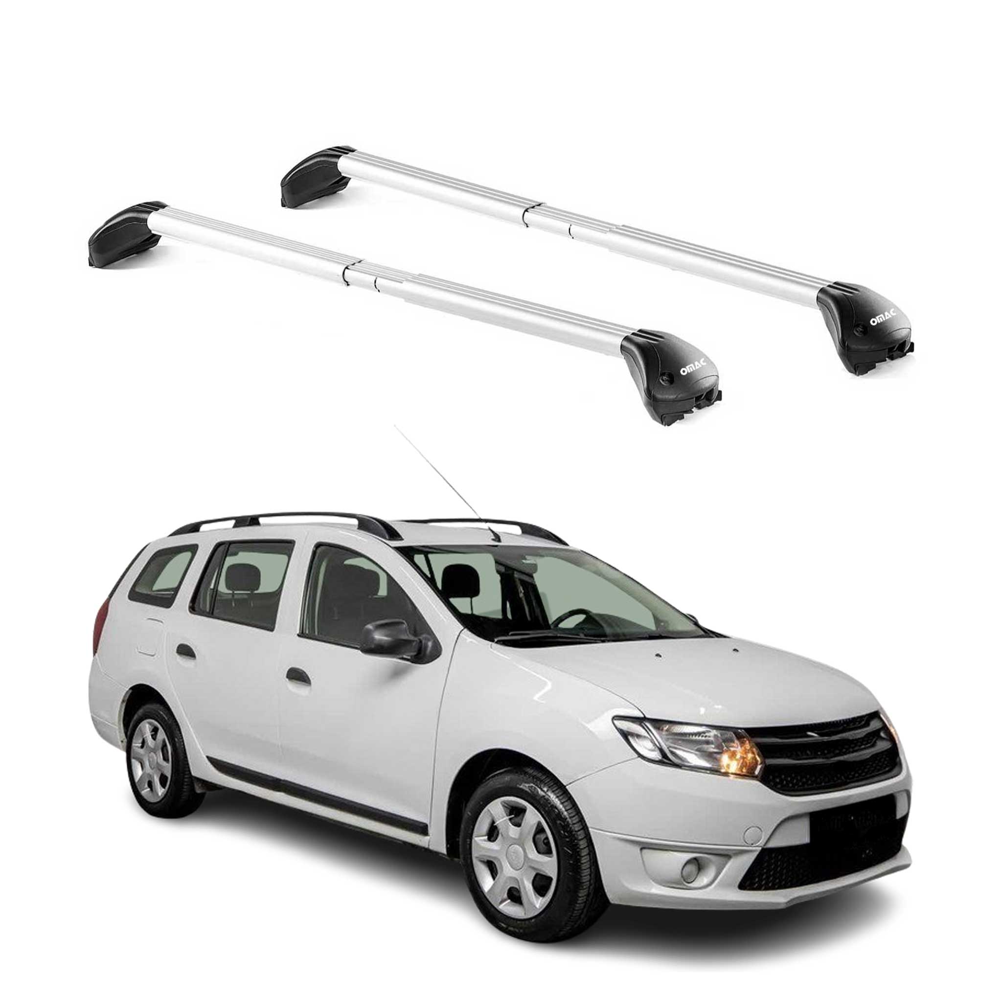 Omac Dachträger Querträger Tüv Geprüft Für Dacia Logan Mcv 2012-2021 5 Tür – Abschließbar (4 Schlösser) – Max 100 Kg – Edelstahlband + Gummischutz Silber