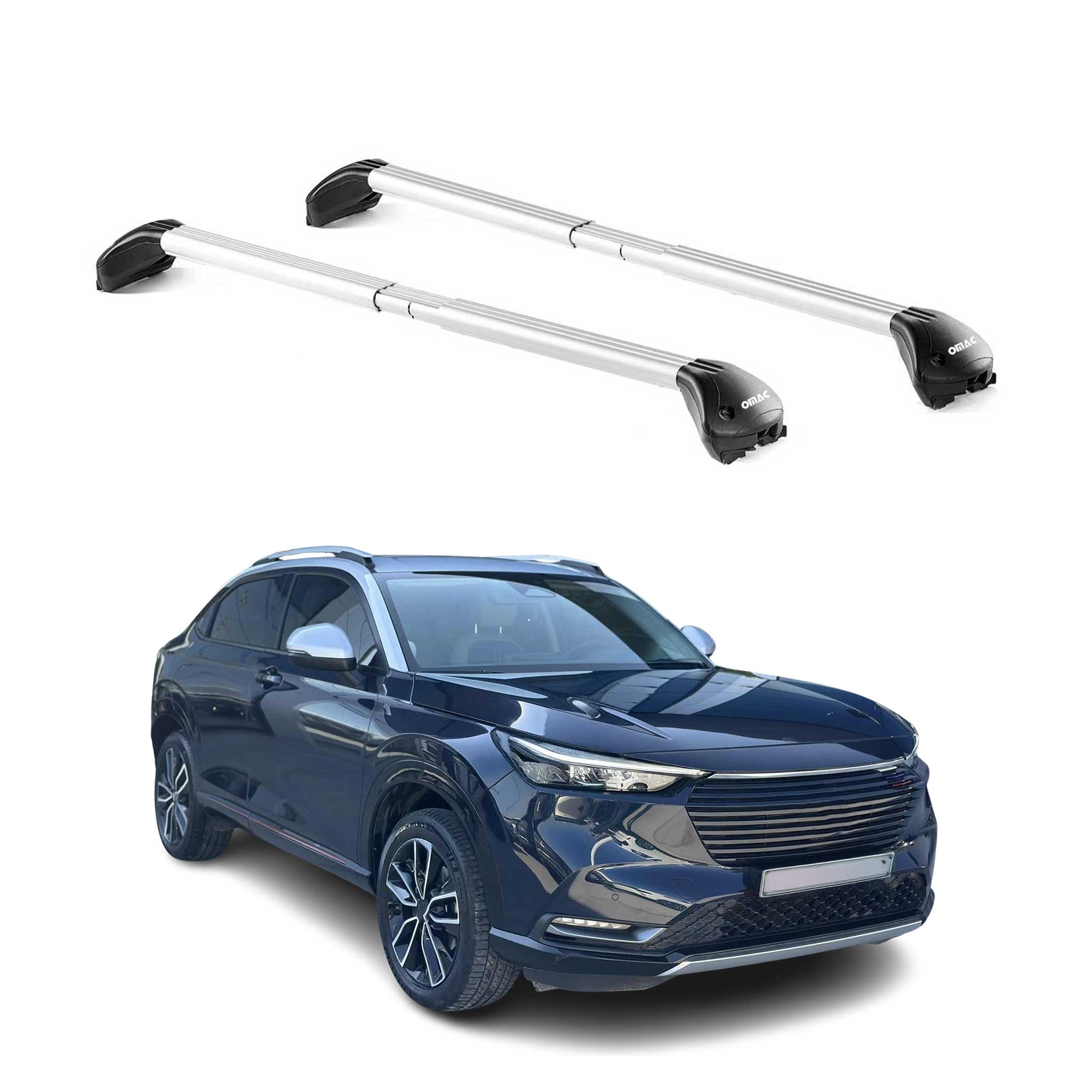 Omac Dachträger Querträger Tüv Geprüft Für Honda Hr-v Iii 2021-2026 – Abschließbar (4 Schlösser) – Max 100 Kg – Edelstahlband + Gummischutz Silber