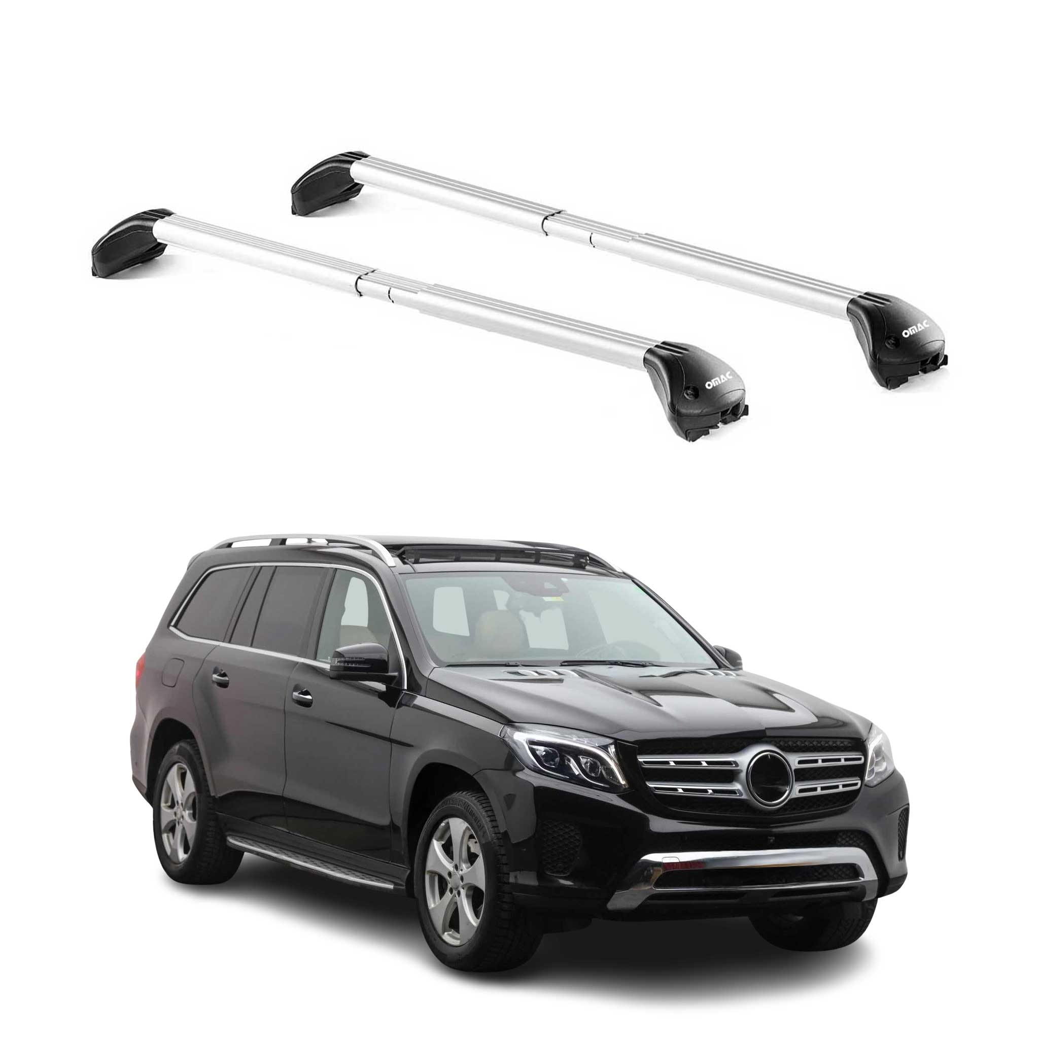 Omac Dachträger Querträger Tüv Geprüft Für Mercedes Gl Klasse Gls X166 2013-2019 – Abschließbar (4 Schlösser) – Max 100 Kg – Edelstahlband + Gummischutz Silber