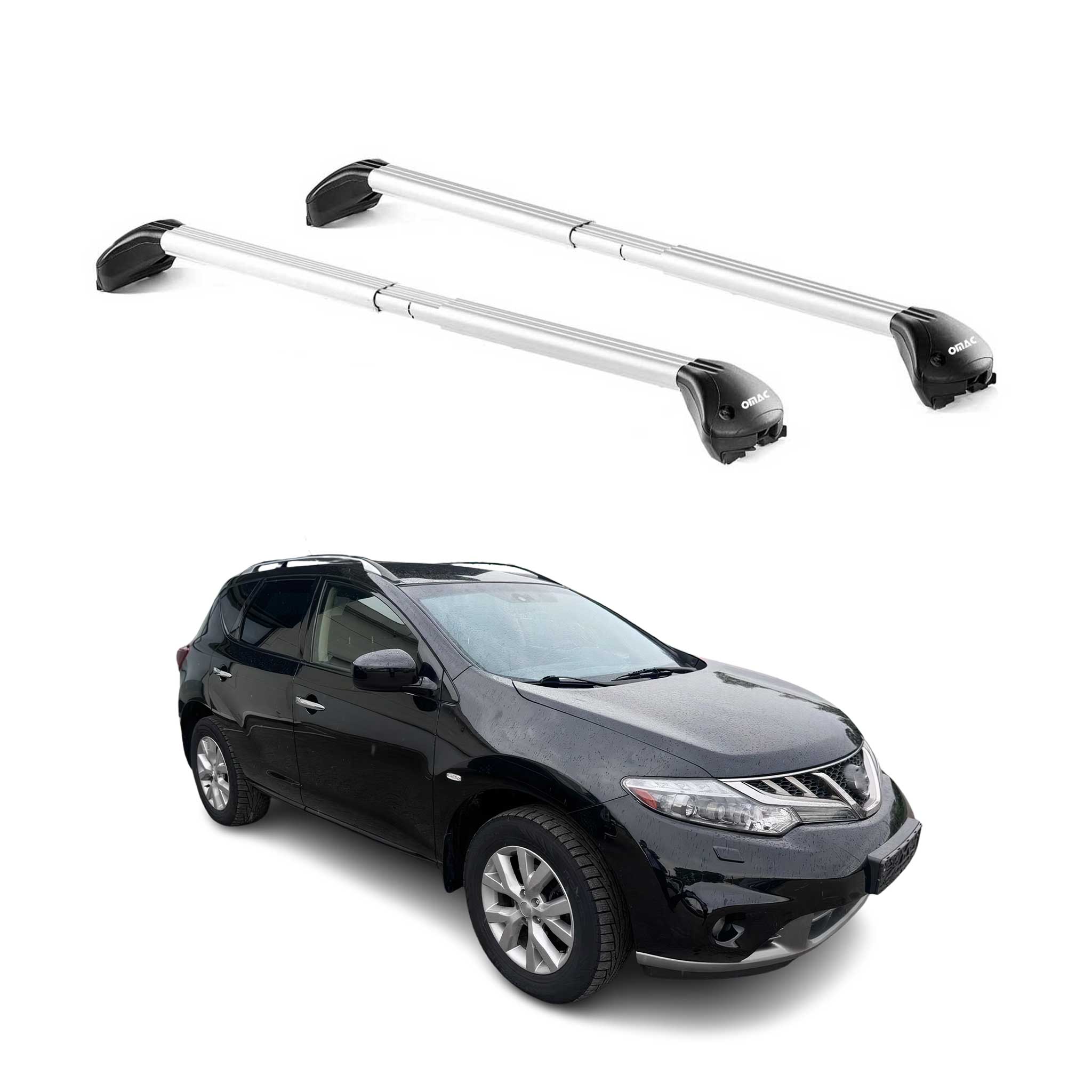 Omac Dachträger Querträger Tüv Geprüft Für Nissan Murano Ii 2009-2014 – Abschließbar (4 Schlösser) – Max 100 Kg – Edelstahlband + Gummischutz Silber