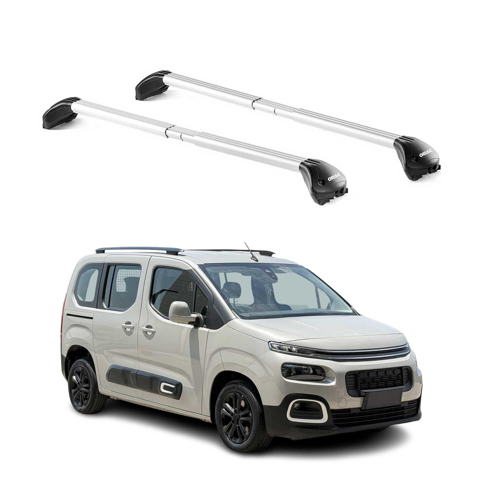 Omac Dachträger Querträger Tüv Geprüft Für Citroen Berlingo 2008-2026 – Abschließbar (4 Schlösser) – Max 100 Kg – Edelstahlband + Gummischutz Silber