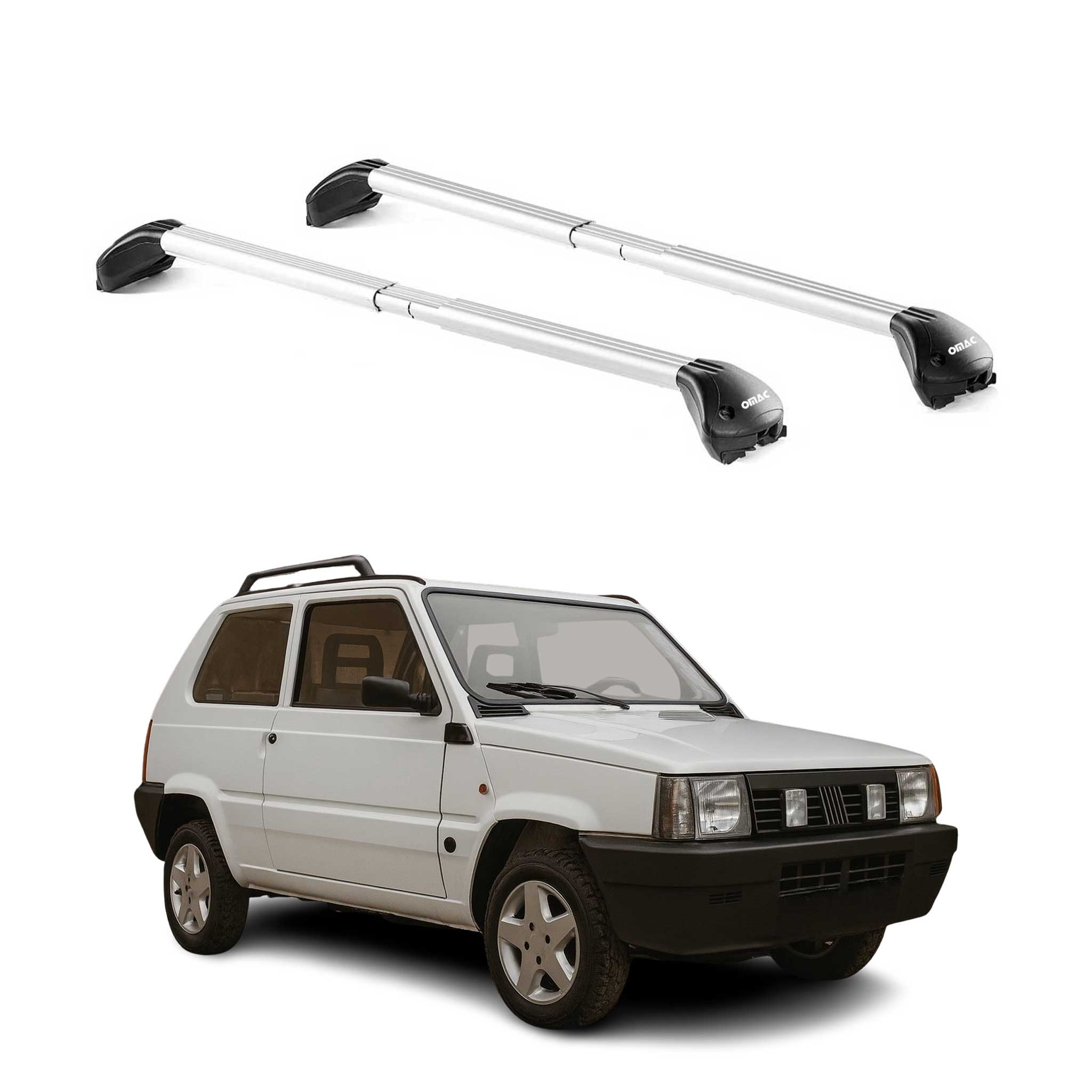 Omac Dachträger Querträger Tüv Geprüft Für Fiat Panda I 1999-2003 3tür – Abschließbar (4 Schlösser) – Max 100 Kg – Edelstahlband + Gummischutz Silber