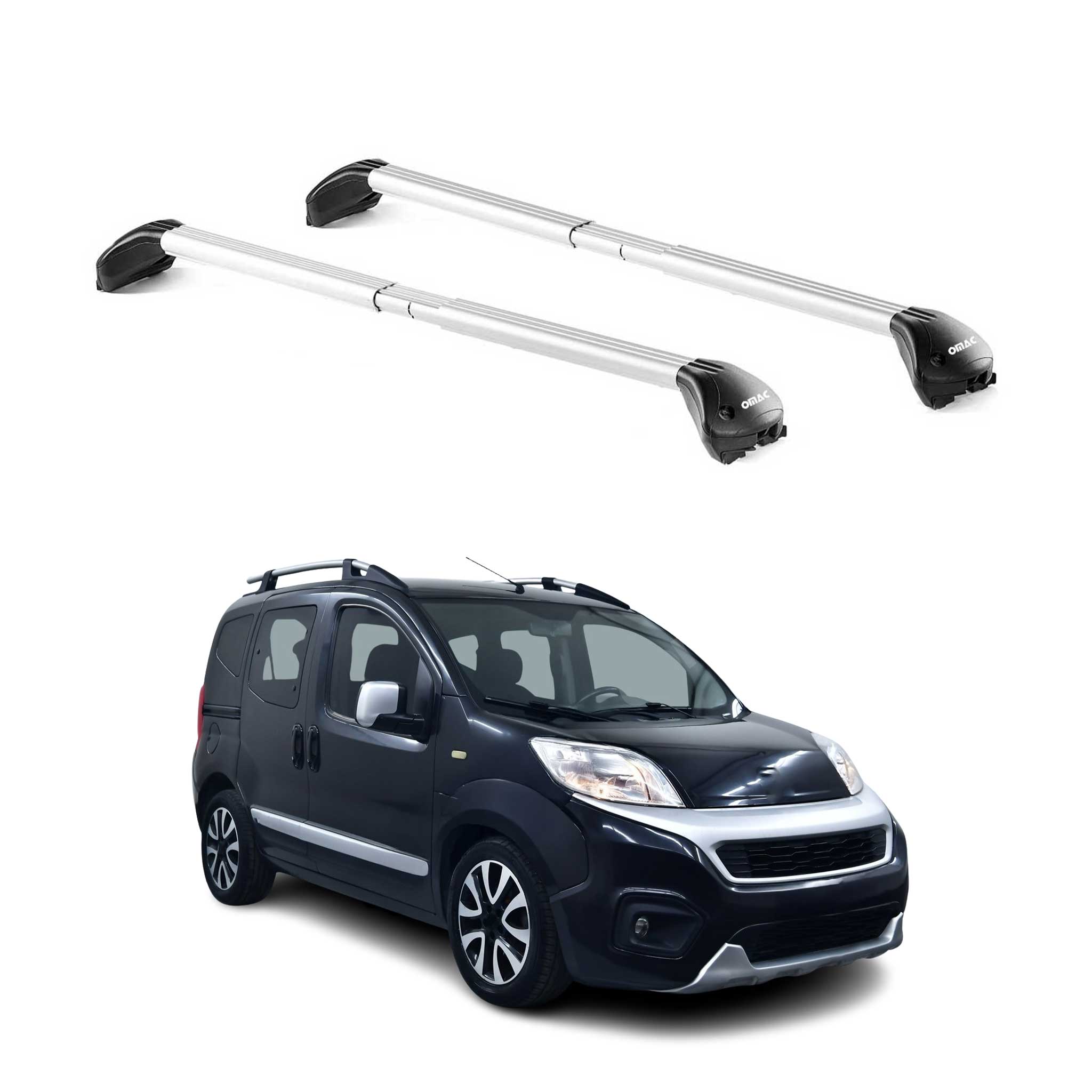 Omac Dachträger Querträger Tüv Geprüft Für Fiat Fiorino 2008-2024 – Abschließbar (4 Schlösser) – Max 100 Kg – Edelstahlband + Gummischutz Silber